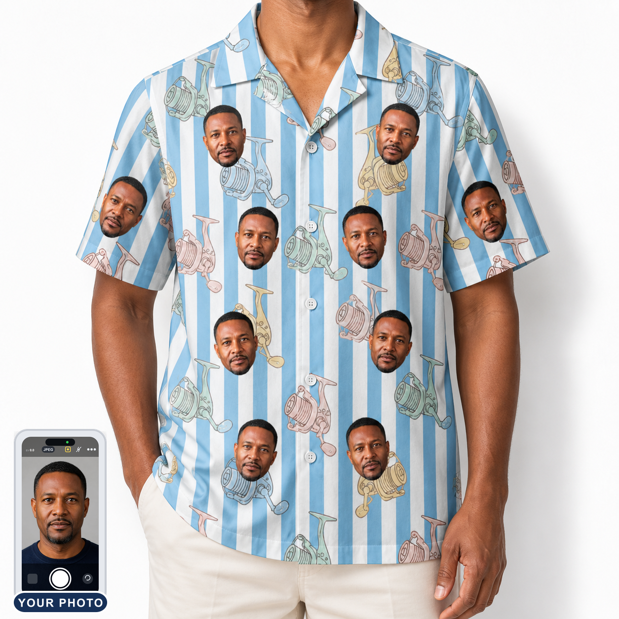 Men's Spinner Spritz Custom Face Hawaiian Shirt