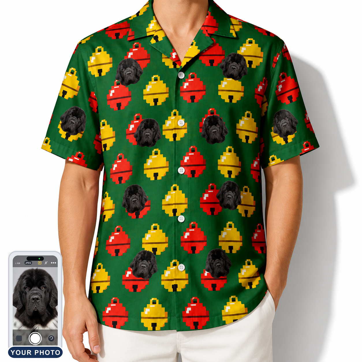 Men's Ringing Revelry Custom Dog Face Hawaiian Shirt