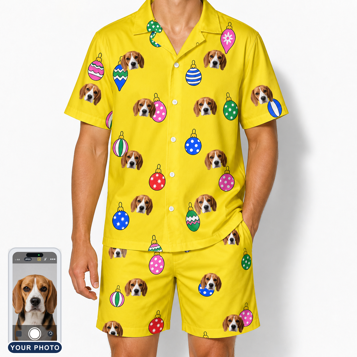 Men's Tree Trinkets Custom Dog Face Shirt & Shorts Set