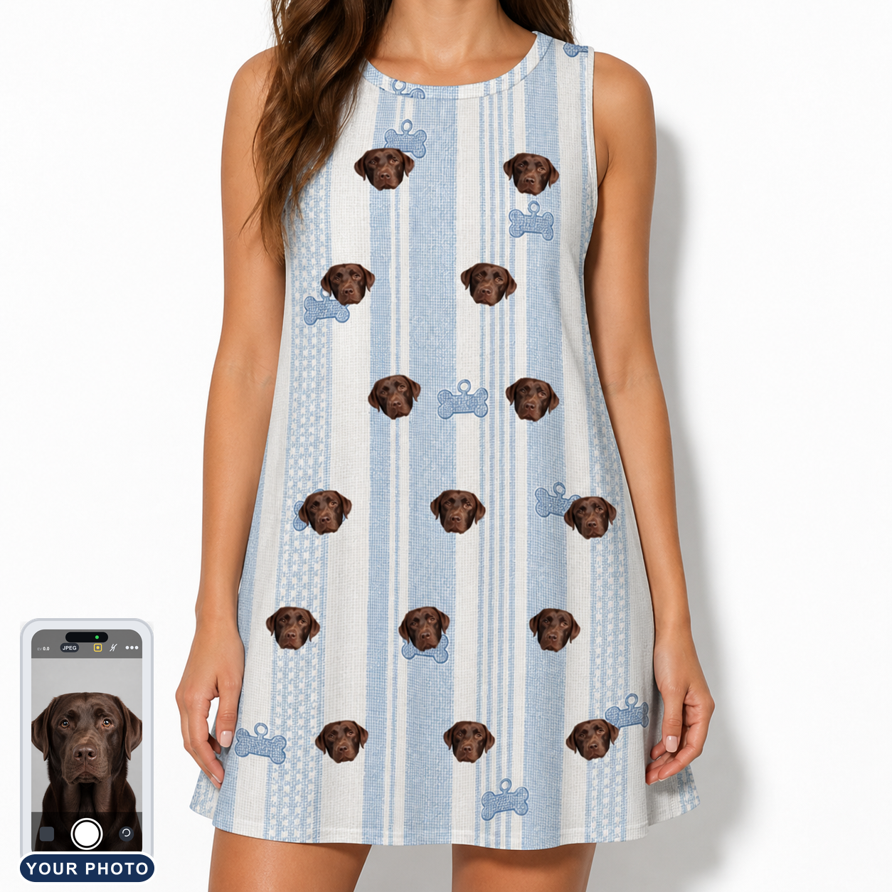 Women's Pup Pendants Custom Dog Face Tank Dress