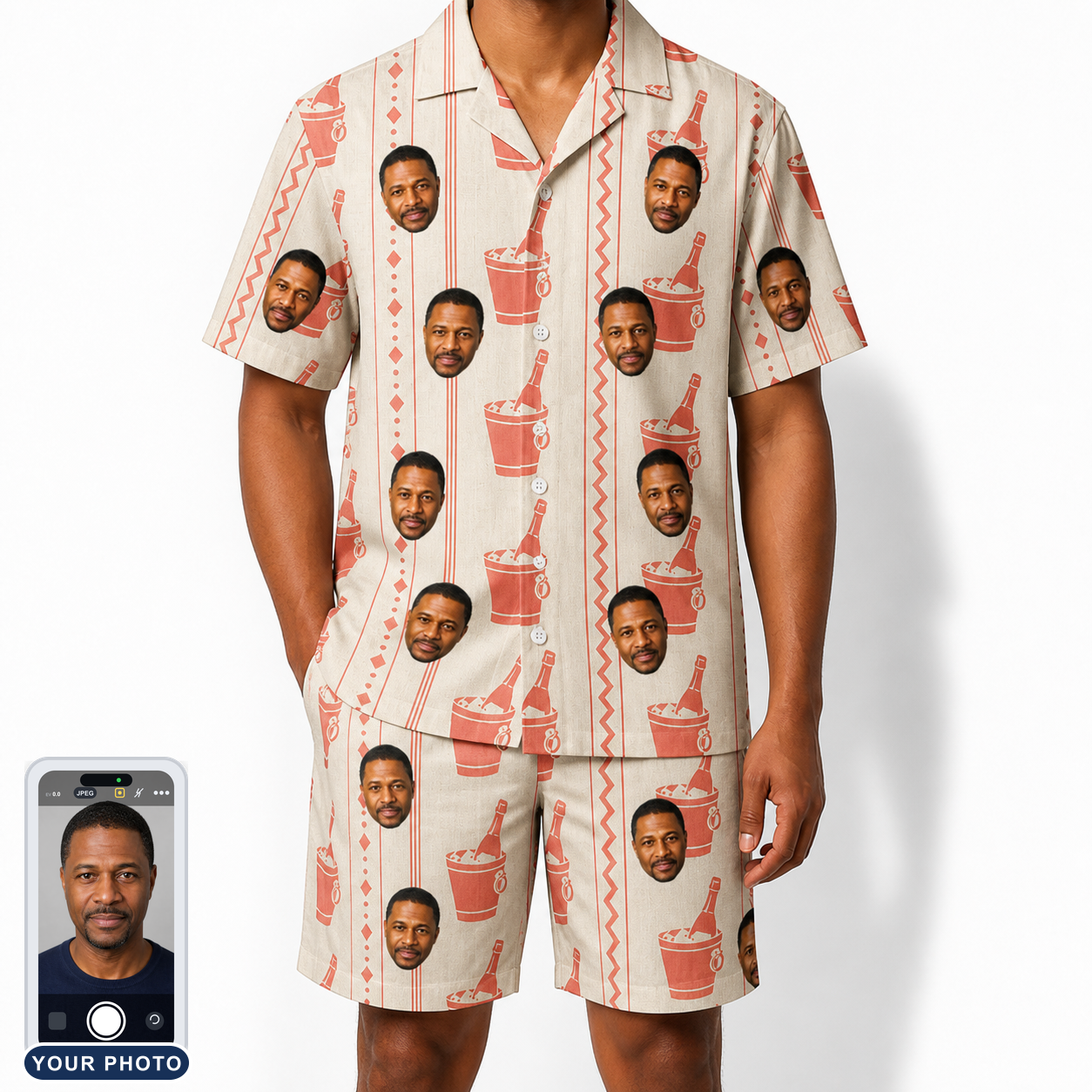Men's Bubbly Buckets Custom Face Shirt & Shorts Set