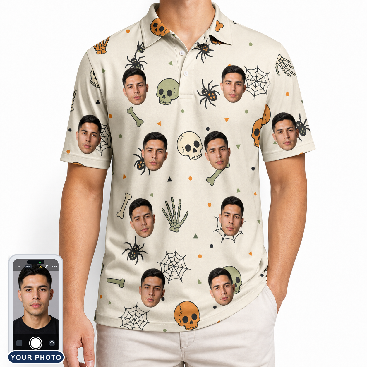Men's Bony Boogie Custom Face Polo Shirt