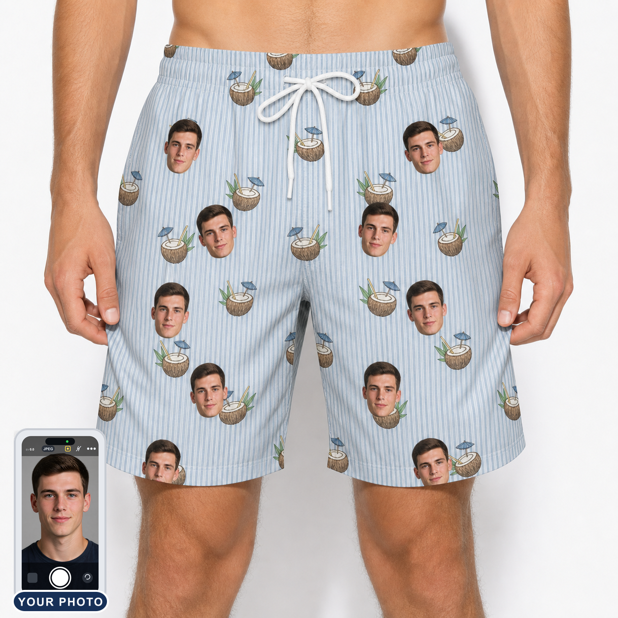 Men's Rum Reverie Custom Face Beach Shorts