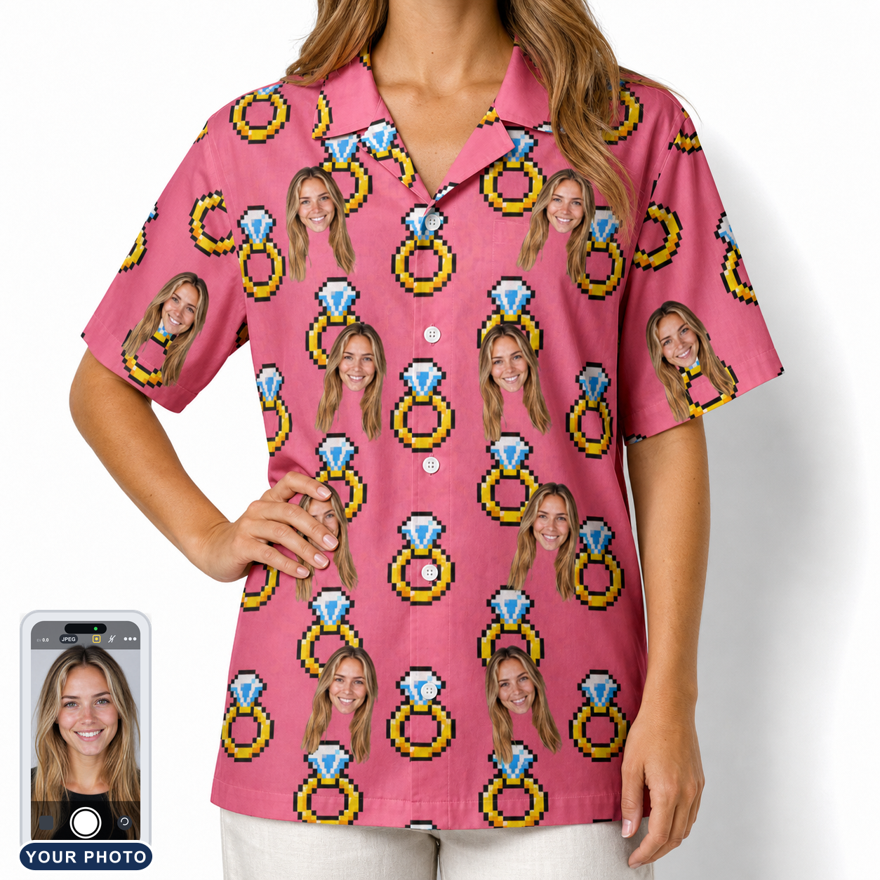 Women's Jewel Jitters Custom Face Hawaiian Shirt