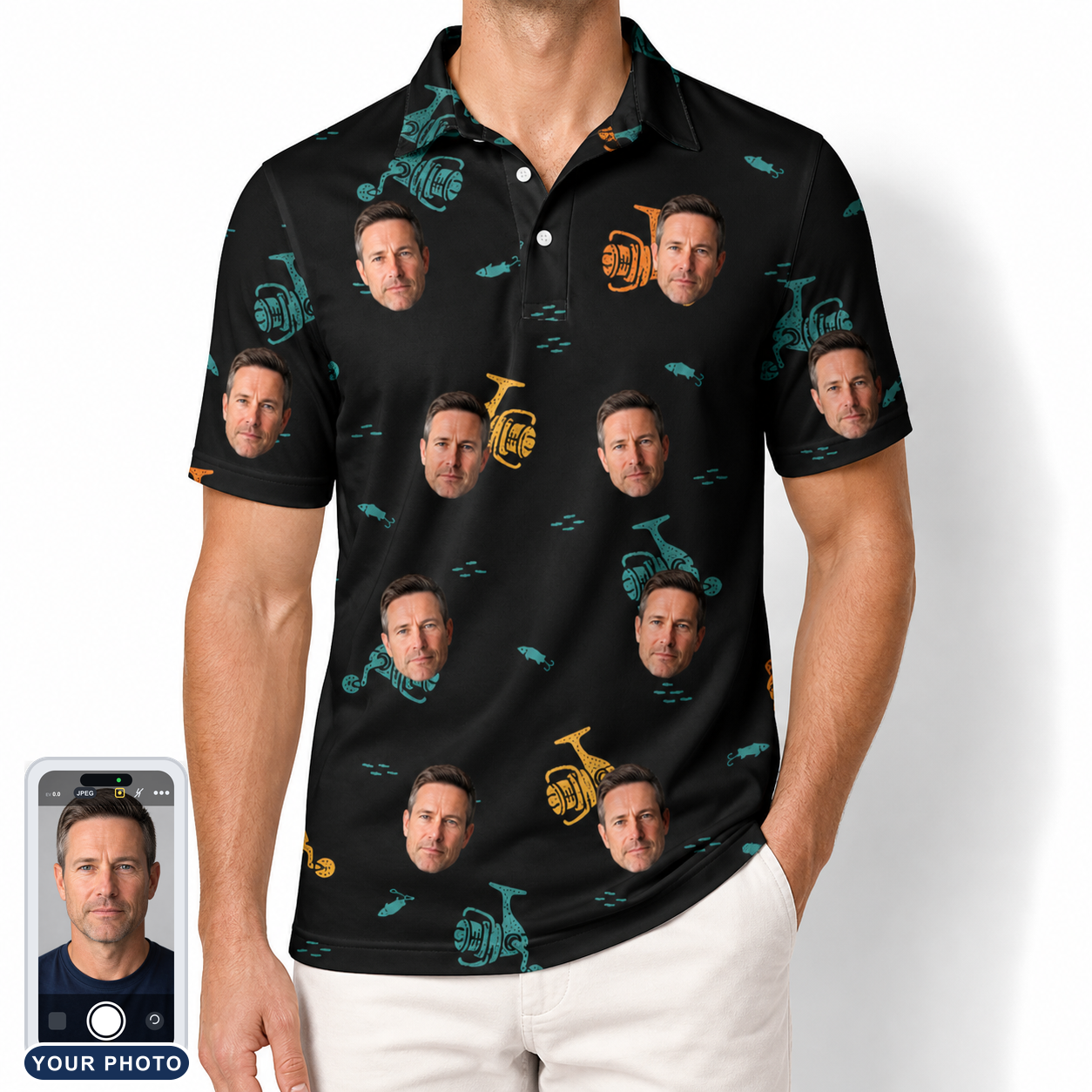 Men's Spool Foolery Custom Face Polo Shirt