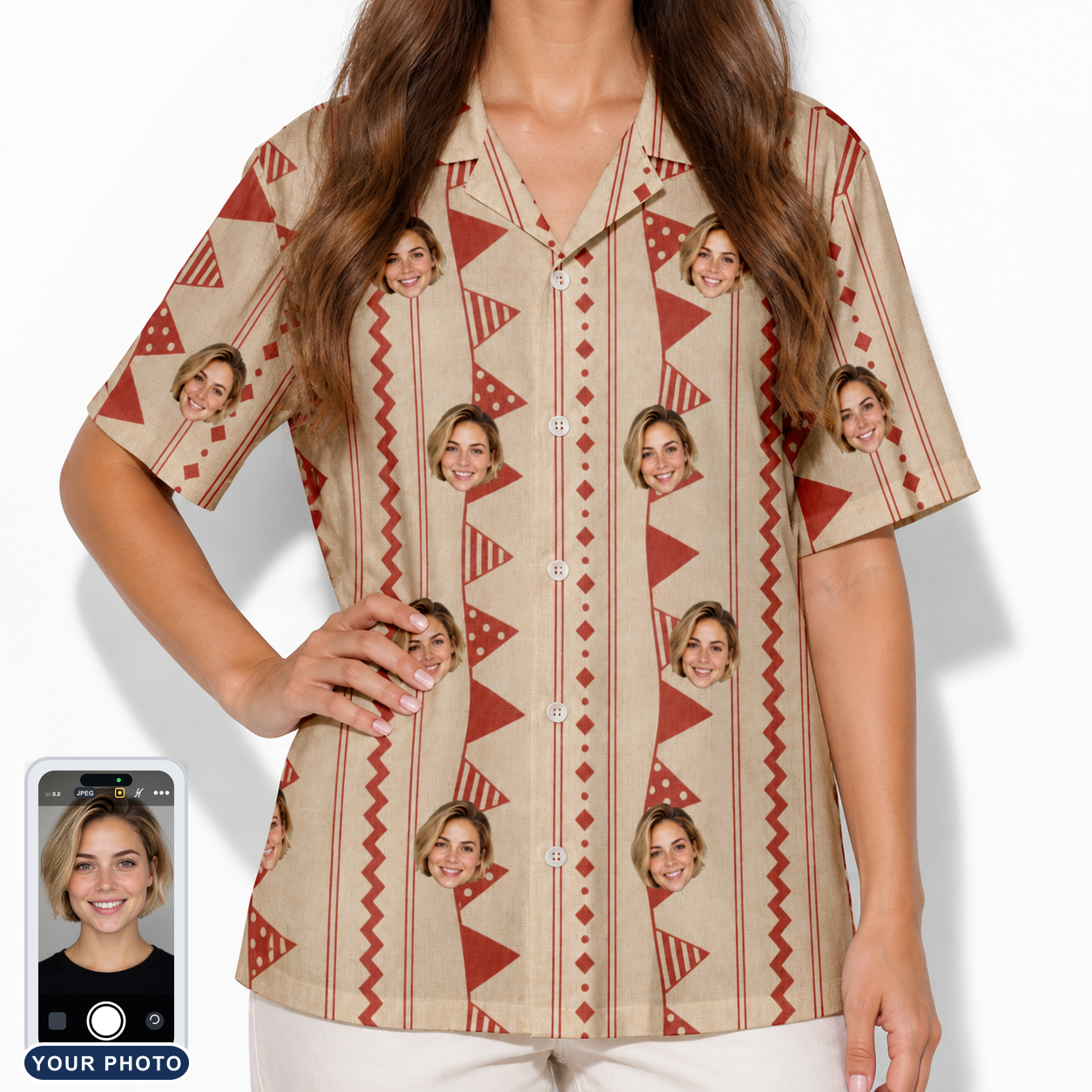 Women's Home Huddle Custom Face Hawaiian Shirt