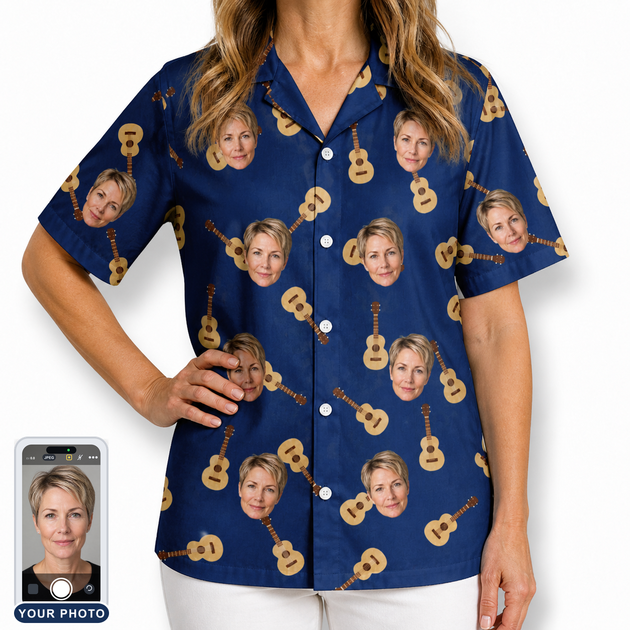 Women's Father Fretwork Custom Face Hawaiian Shirt