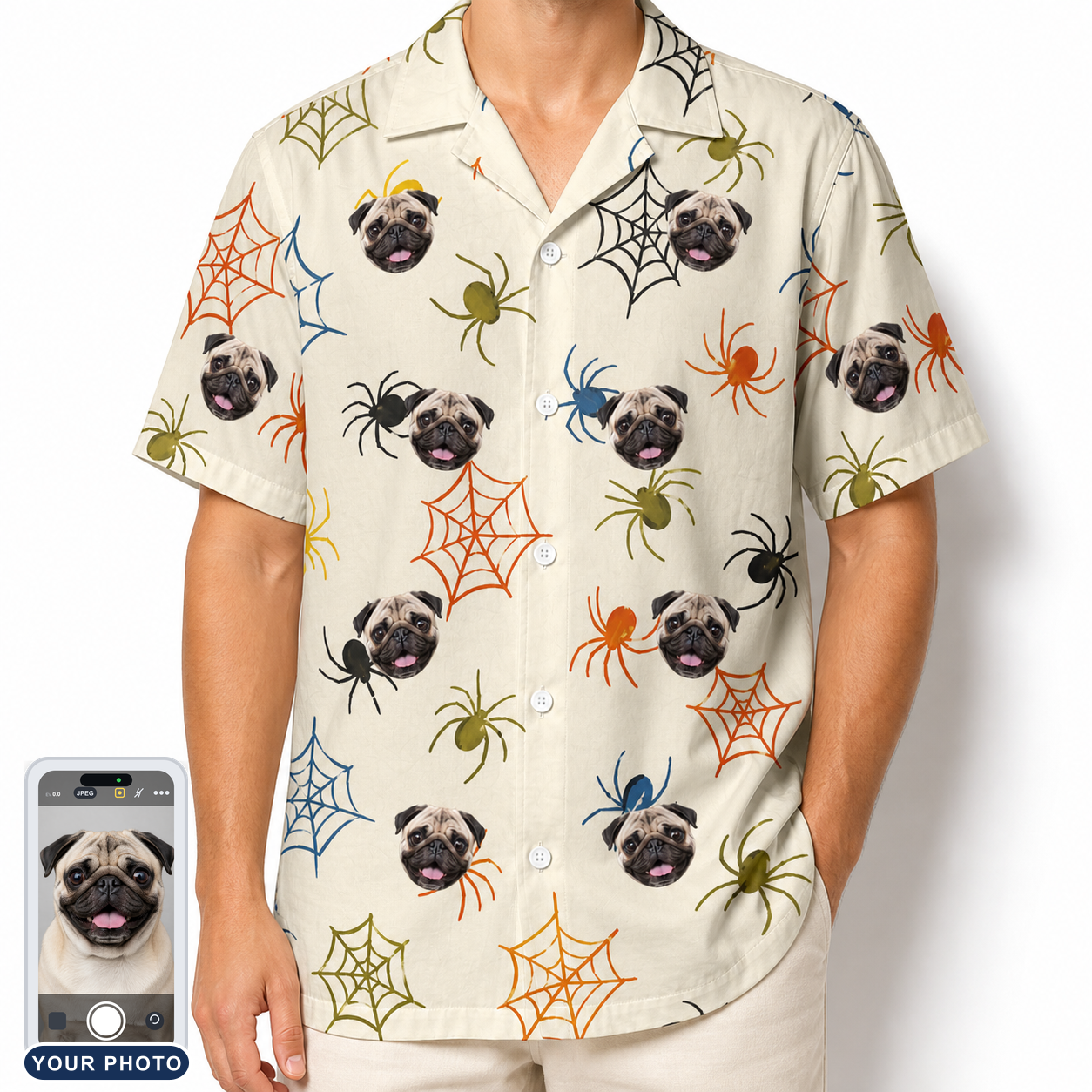 Men's Creepy Crawlers Custom Dog Face Hawaiian Shirt