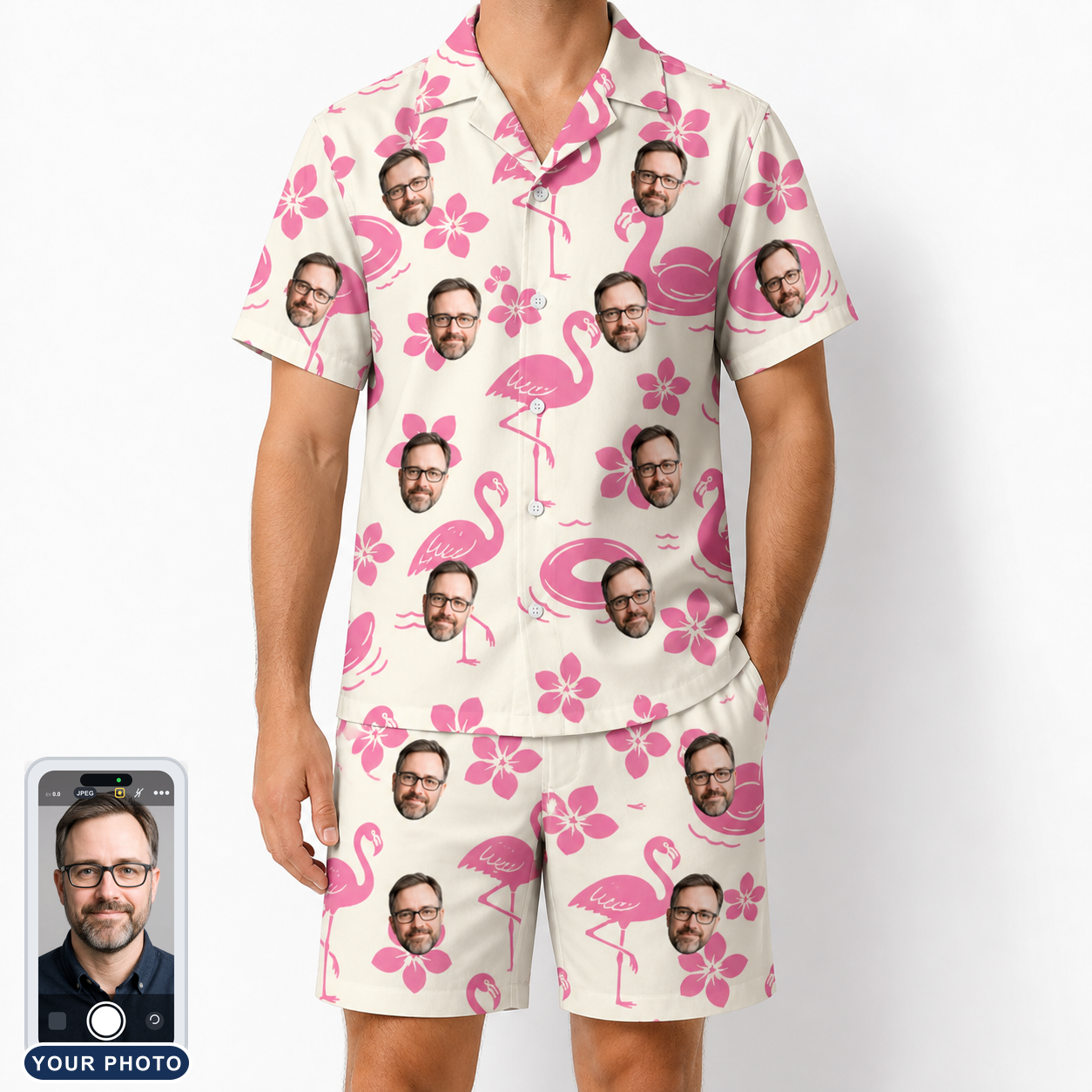 Men's Buoyant Botanica Custom Face Shirt & Shorts Set