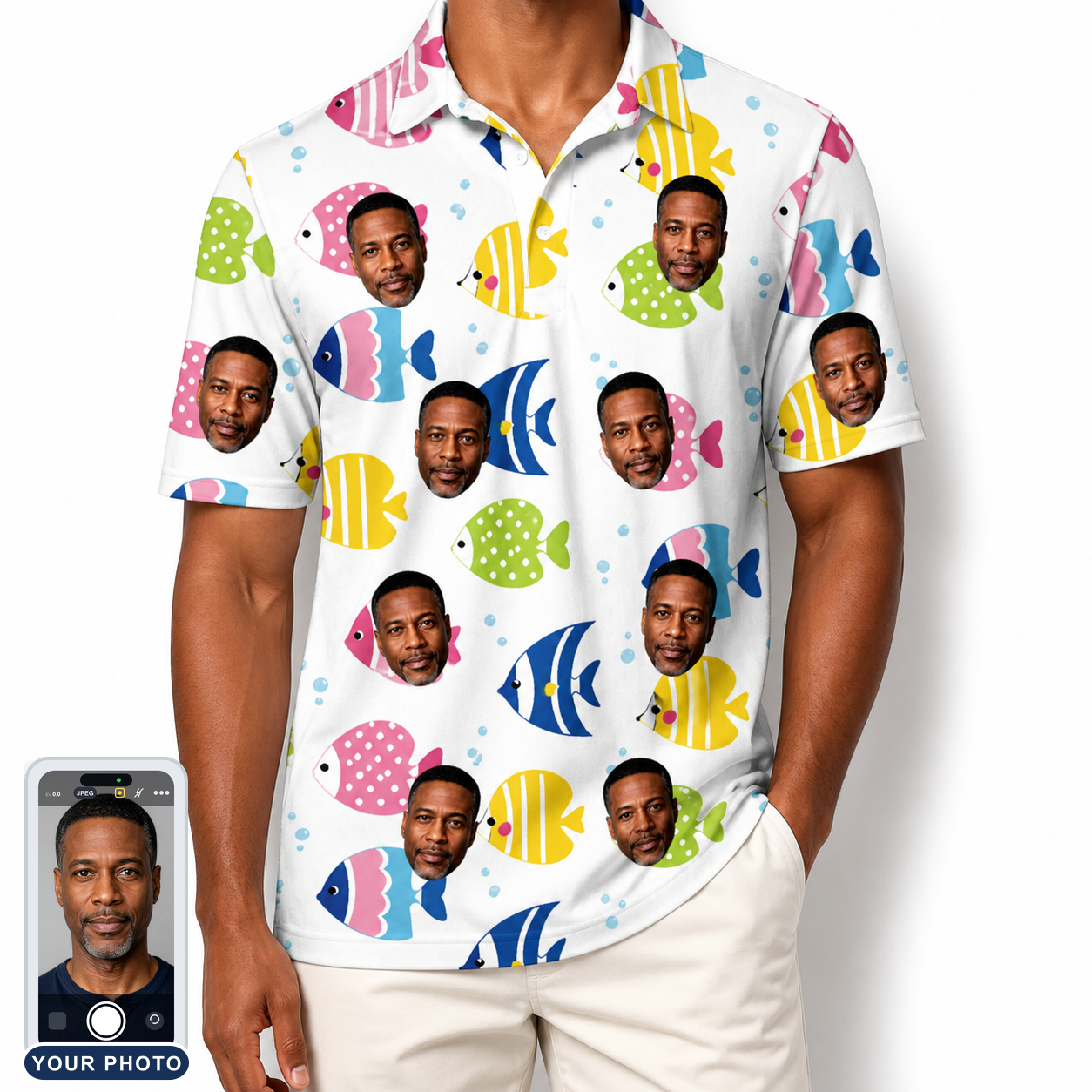 Men's Guppy Gyrations Custom Face Polo Shirt