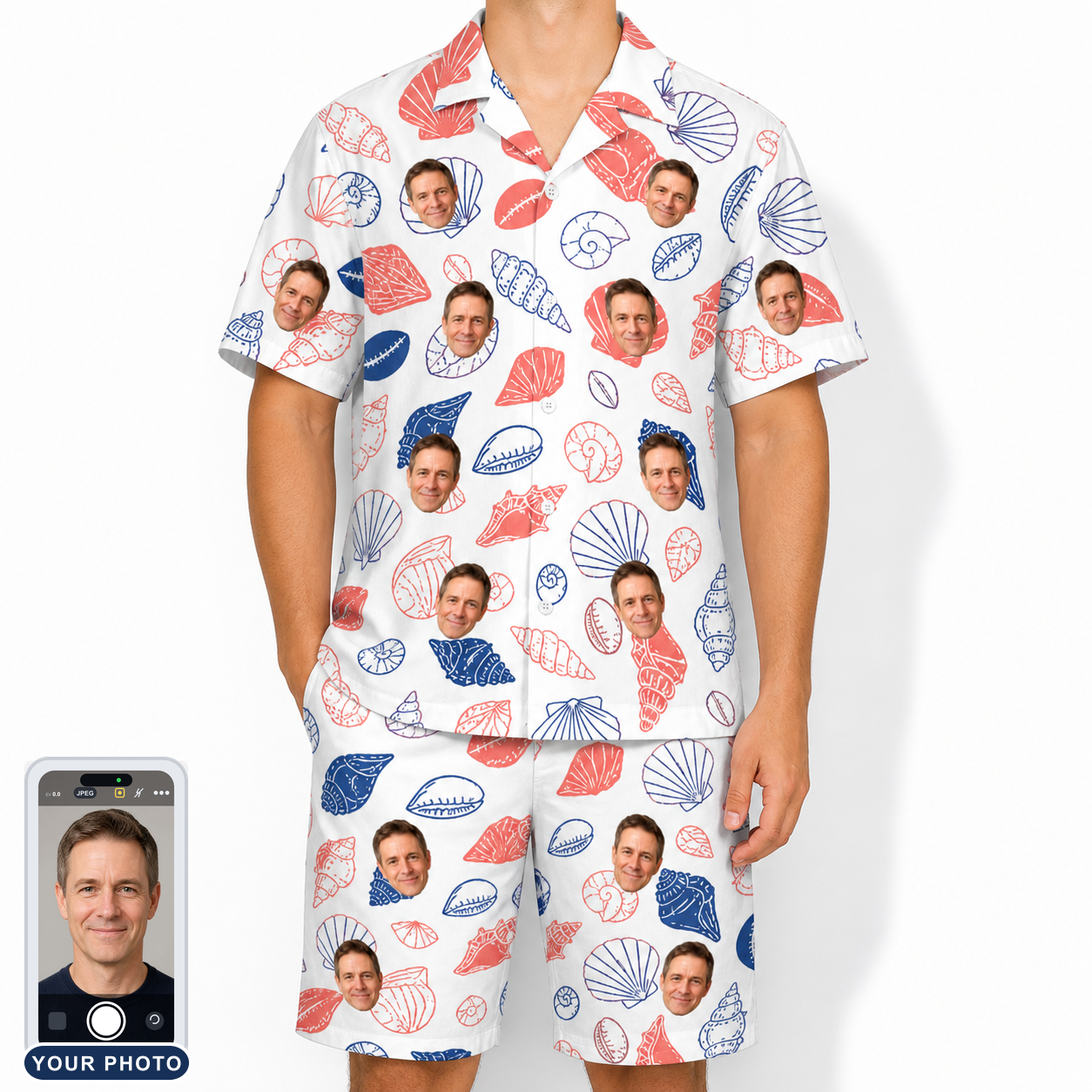 Men's Coastal Keepsakes Custom Face Shirt & Shorts Set