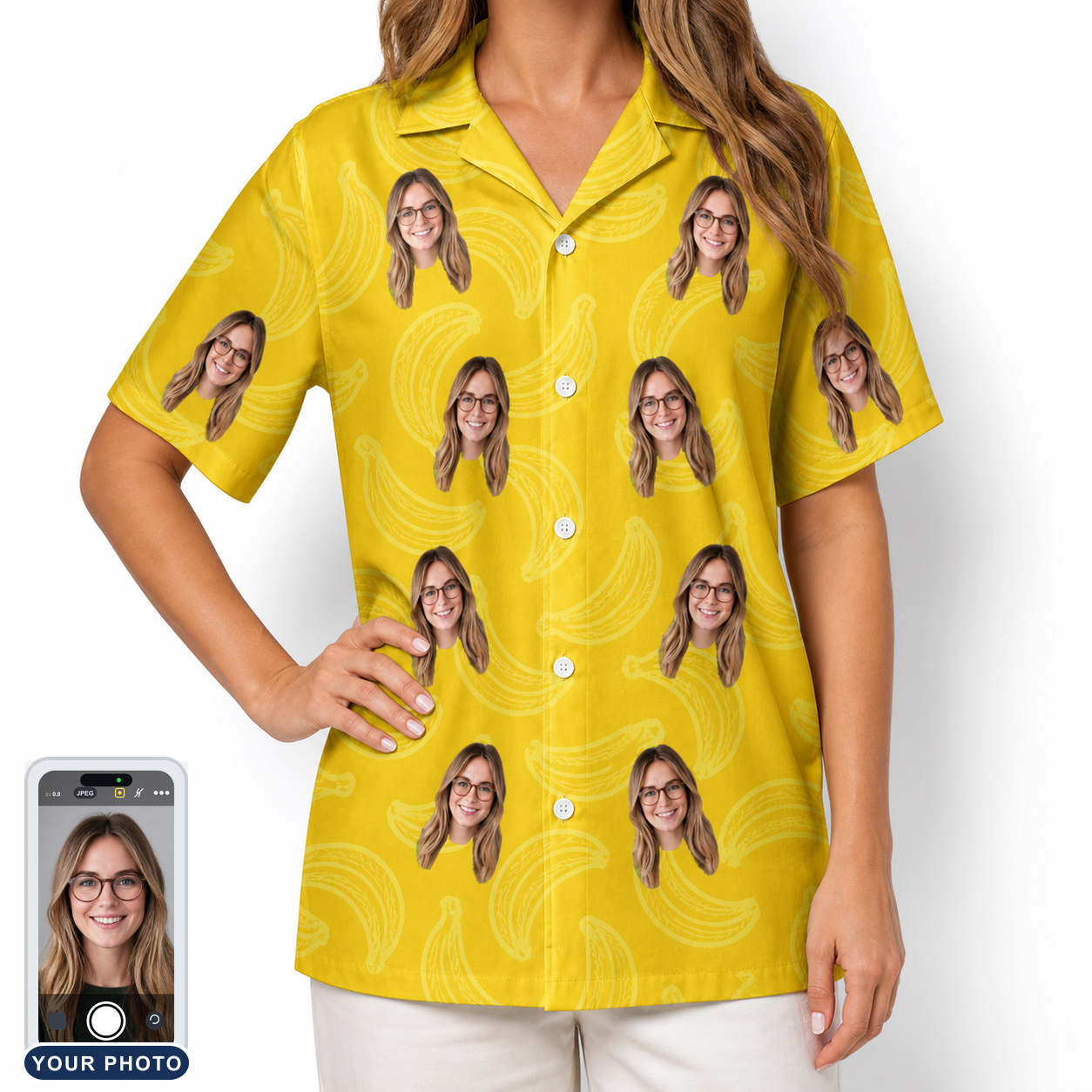 Women's Cavendish Capers Custom Face Hawaiian Shirt