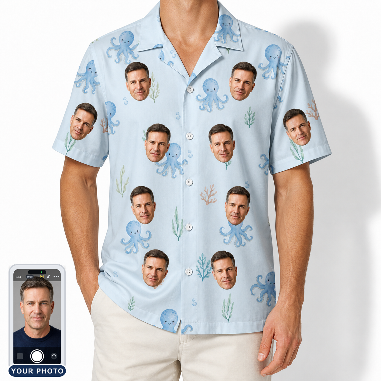 Men's Tentacle Tickle Custom Face Hawaiian Shirt