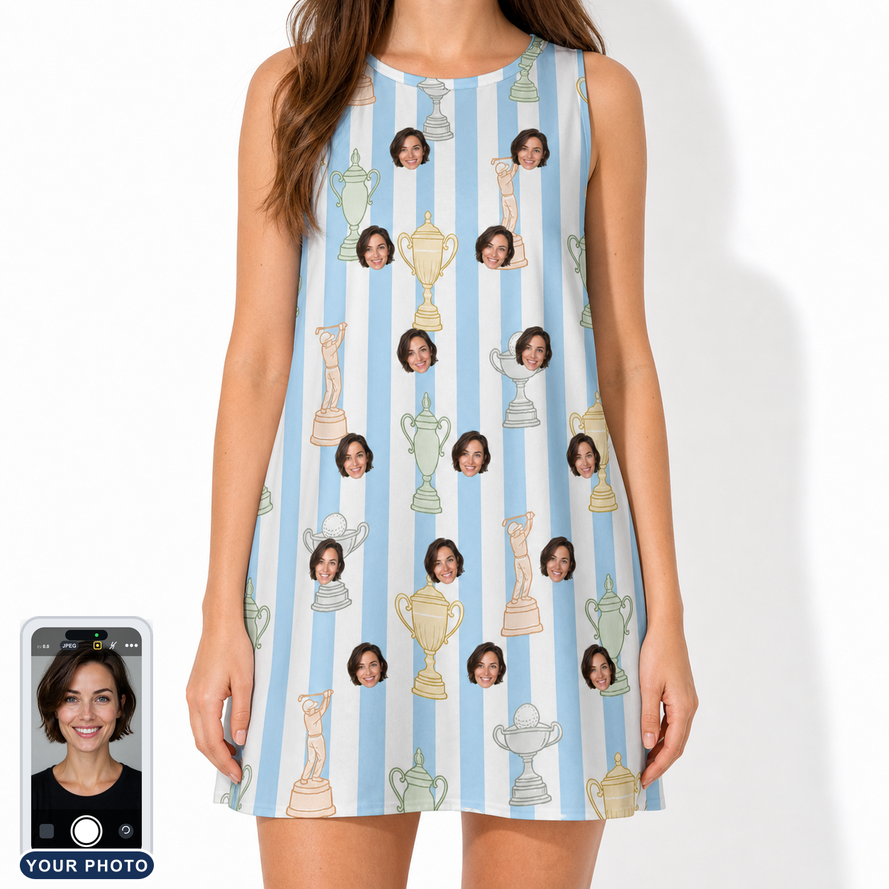 Women's Green Glory Custom Face Tank Dress