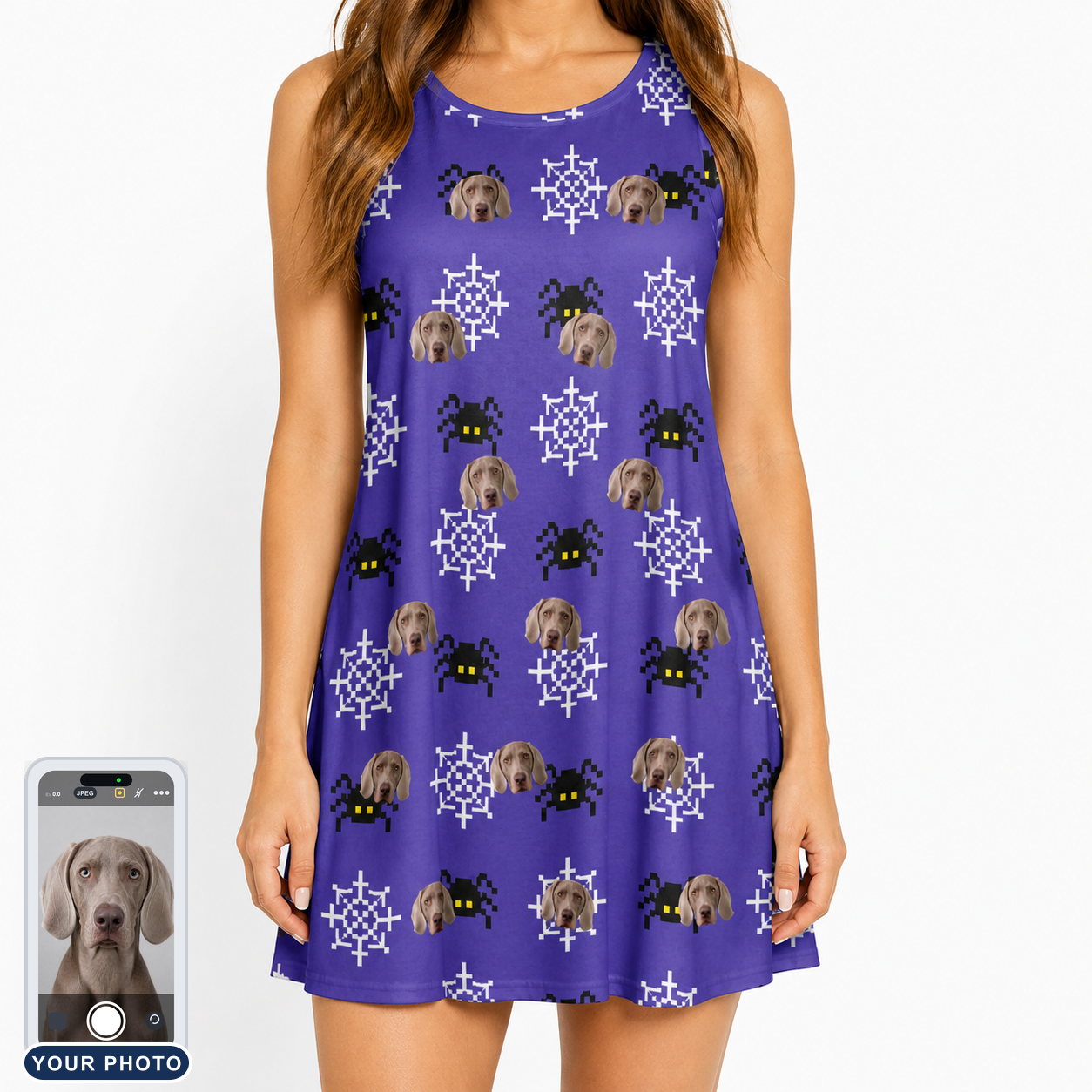 Women's Leggy Lurkers Custom Dog Face Tank Dress