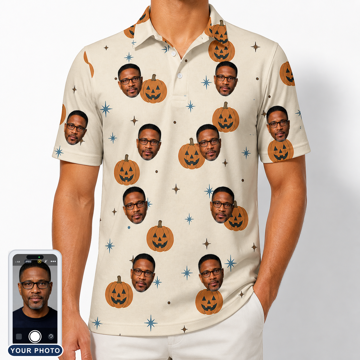 Men's Lantern Laughs Custom Face Polo Shirt