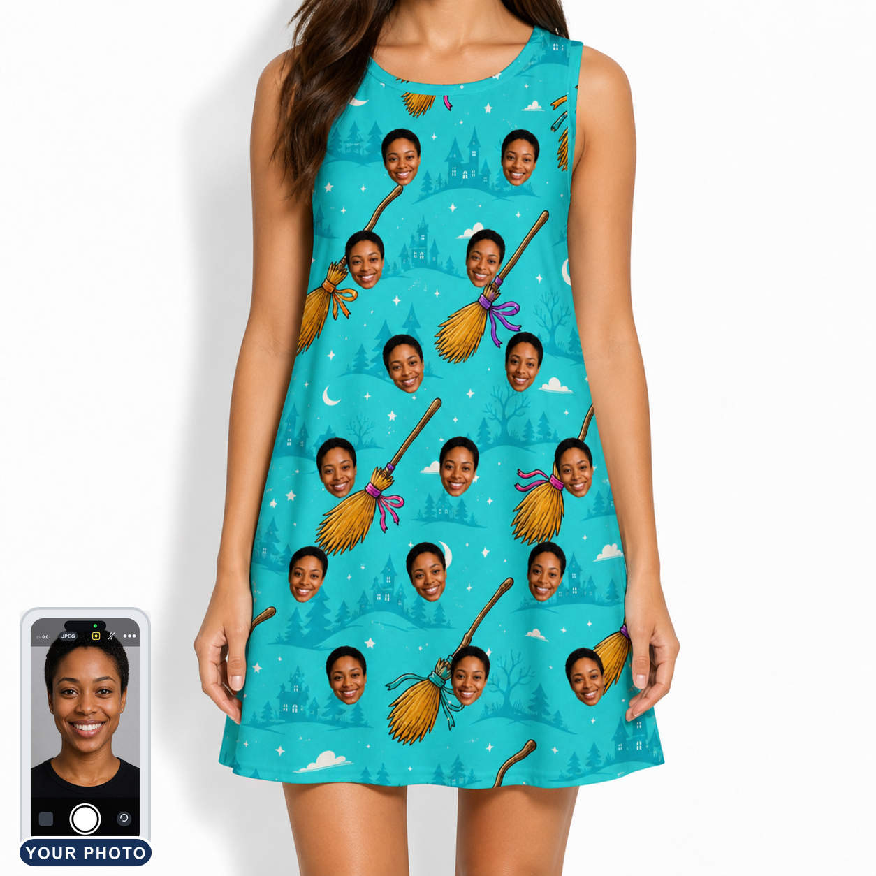 Women's Broom Zoom Custom Face Tank Dress