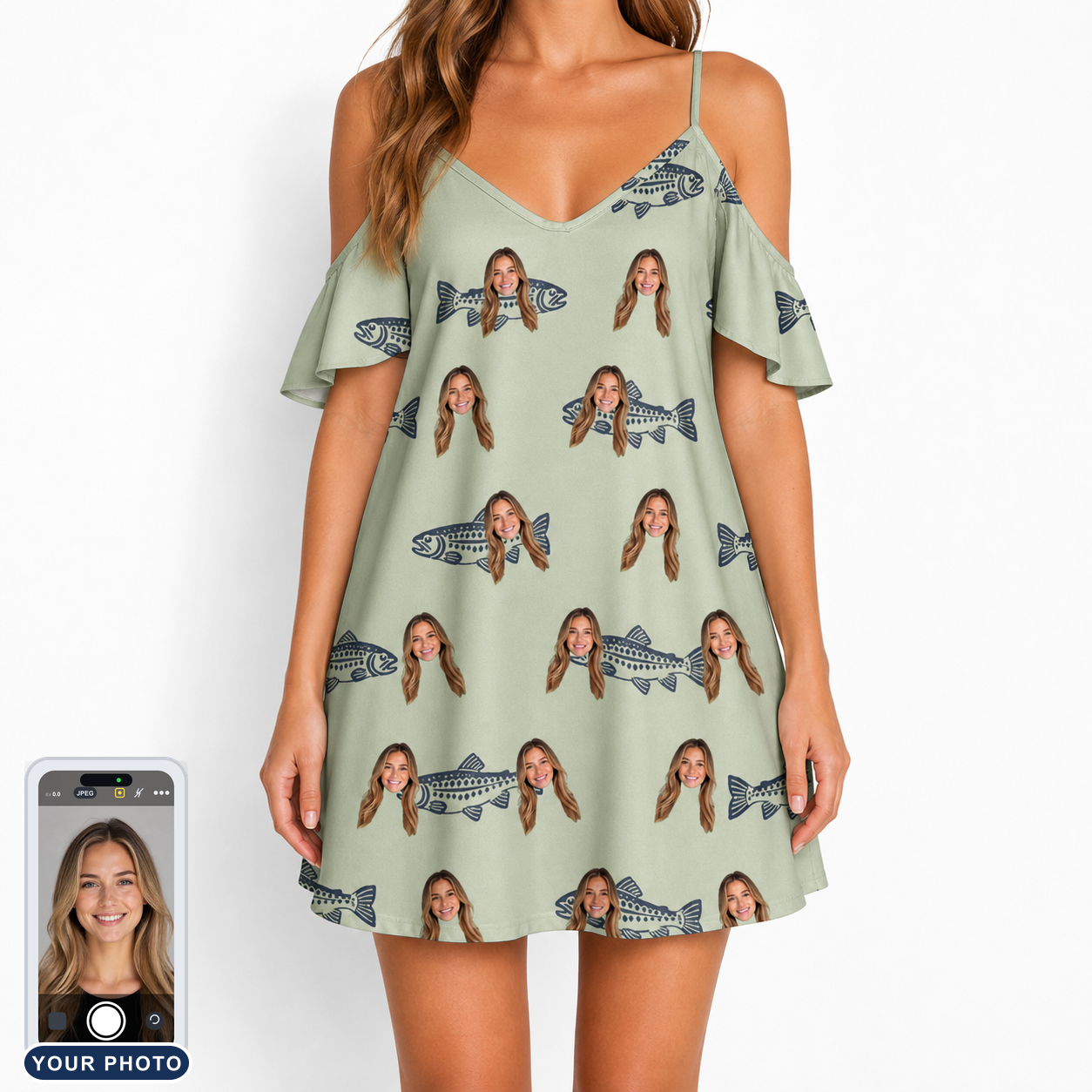 Women's Gill Giggles Custom Face Off-Shoulder Dress
