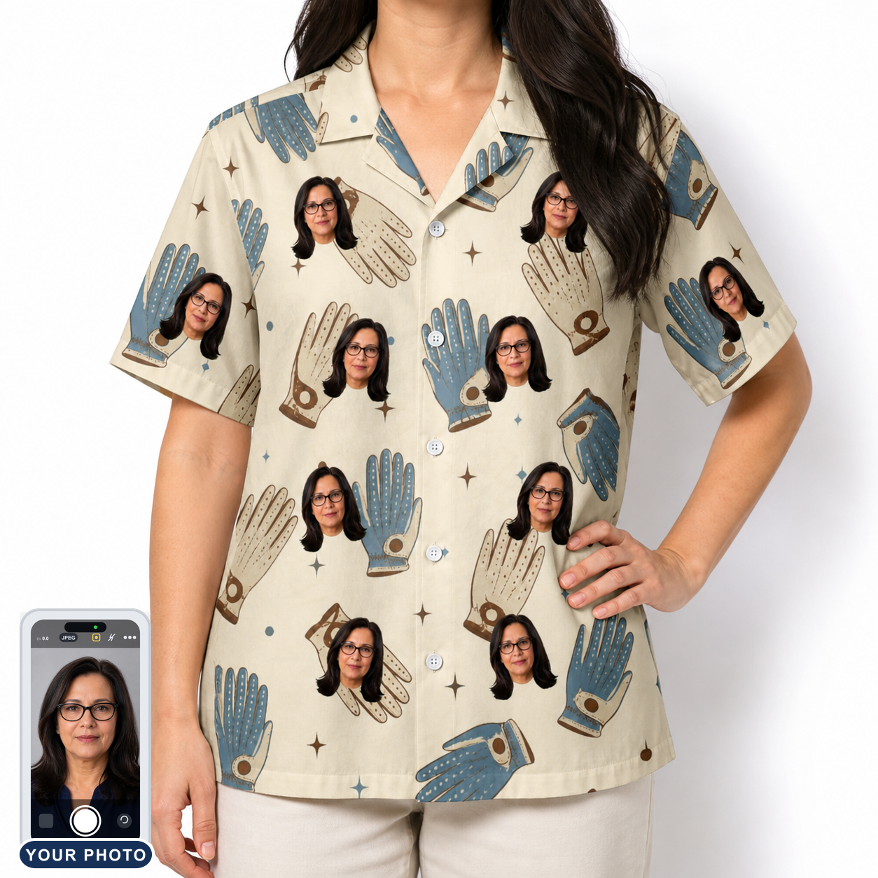 Women's Grip Happens Custom Face Hawaiian Shirt