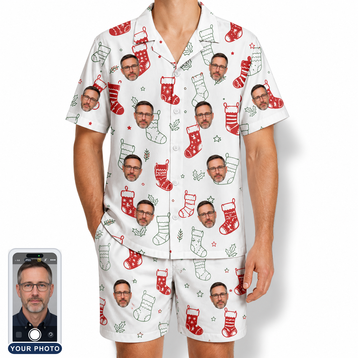 Men's Yule Pouches Custom Face Shirt & Shorts Set