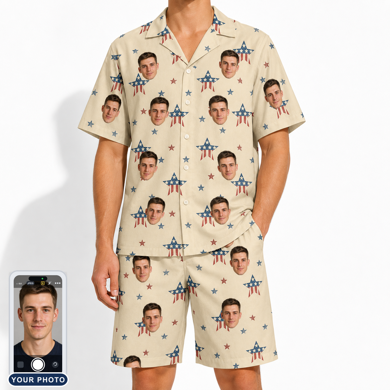 Men's Flag Fandango Custom Face Shirt & Shorts Set