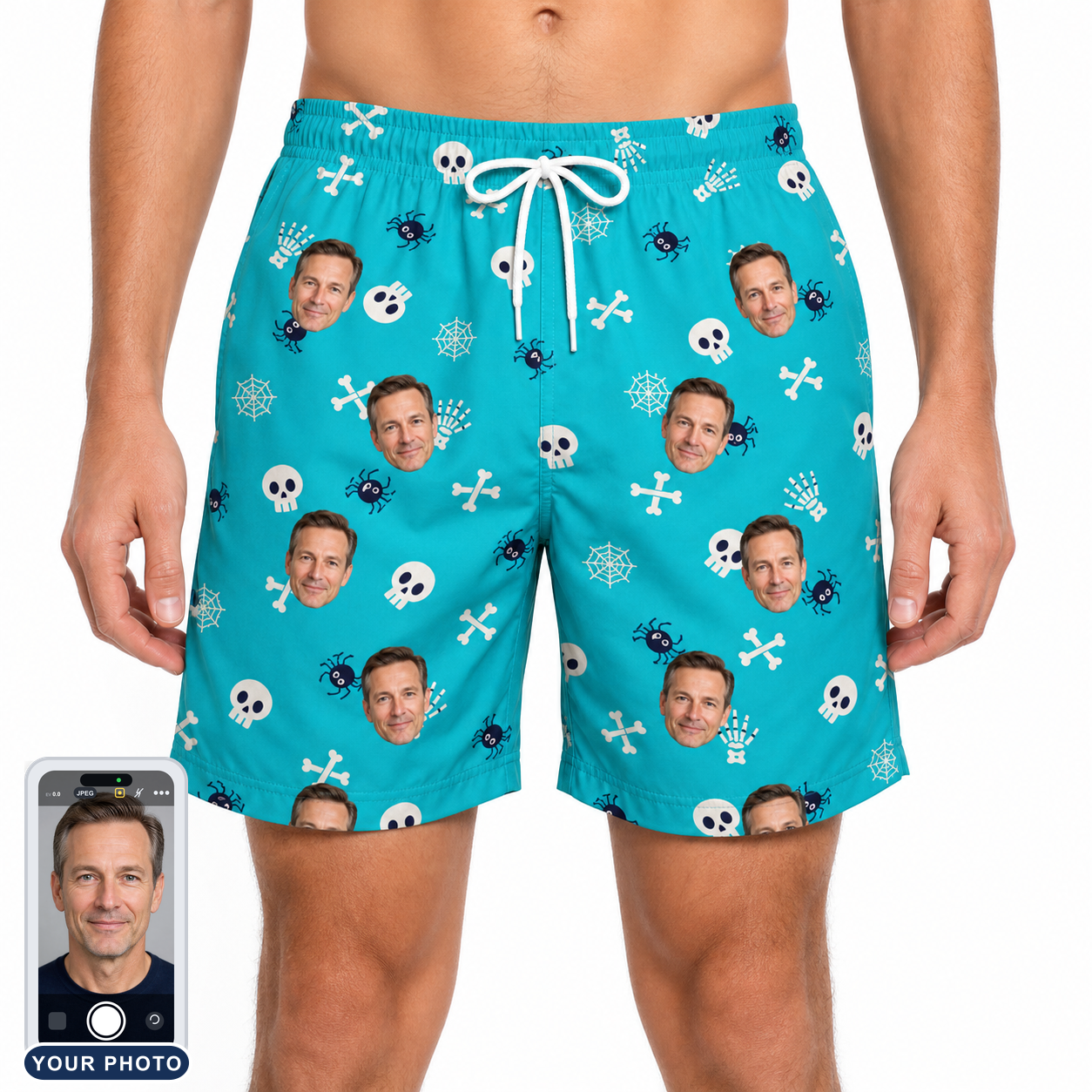 Men's Cranium Capers Custom Face Beach Shorts
