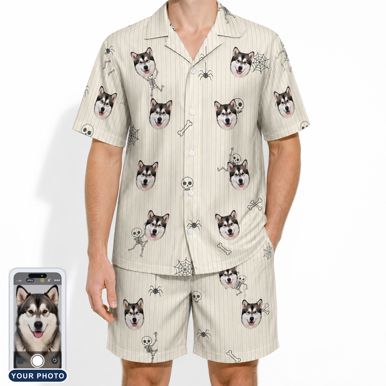 Men's Arachnid Antics Custom Dog Face Shirt & Shorts Set