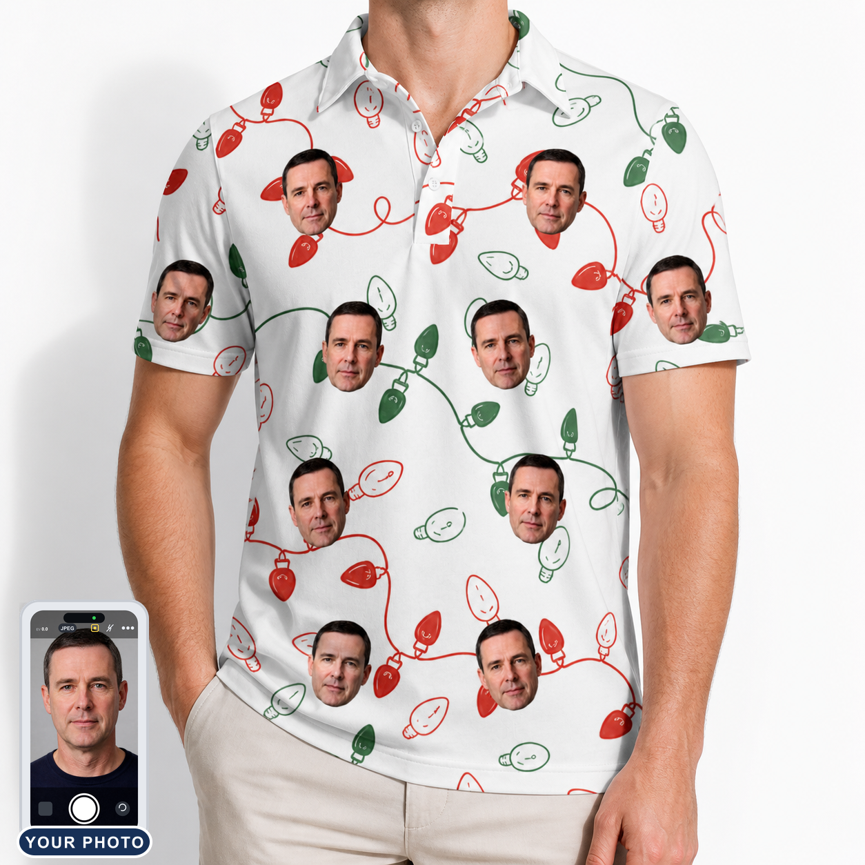 Men's Merry Circuits Custom Face Polo Shirt