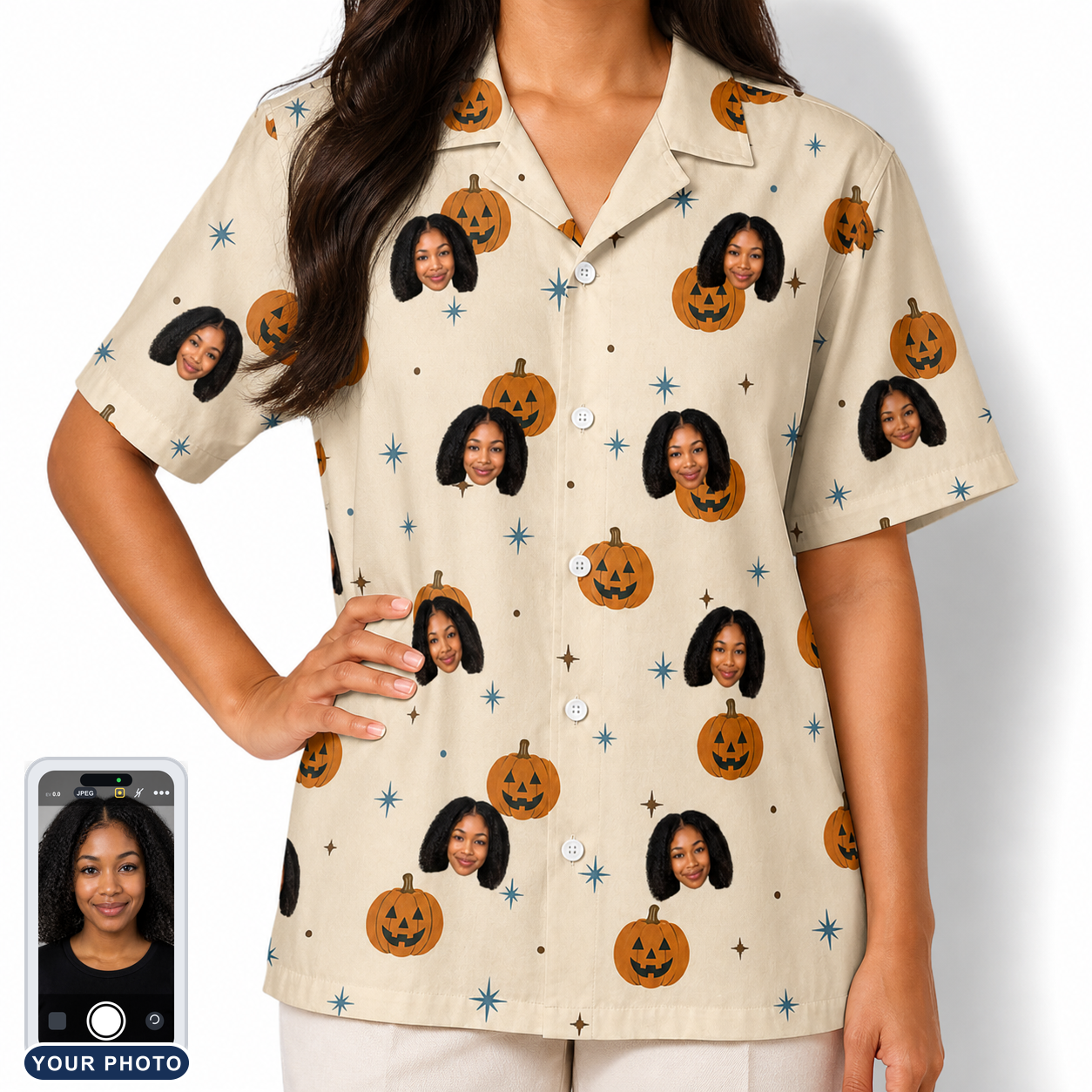 Women's Lantern Laughs Custom Face Hawaiian Shirt
