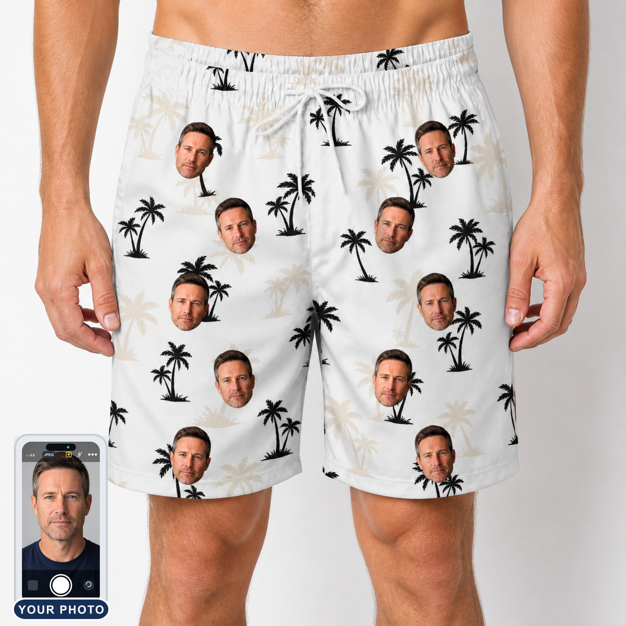 Men's Tropic Tangle Custom Face Beach Shorts