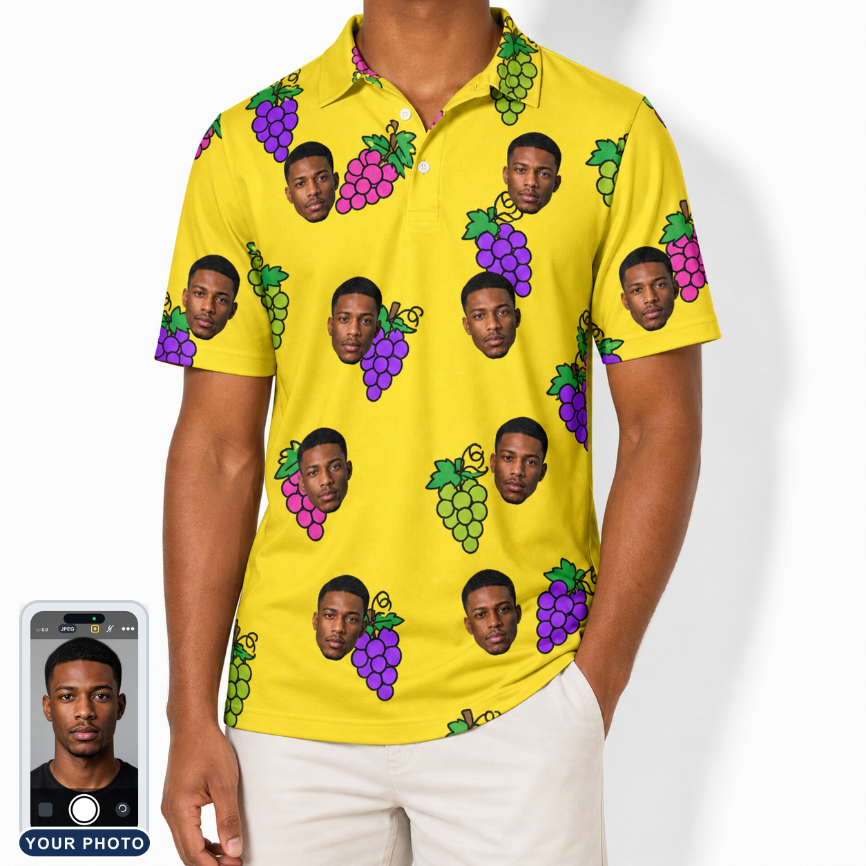 Men's Vineyard Vibes Custom Face Polo Shirt