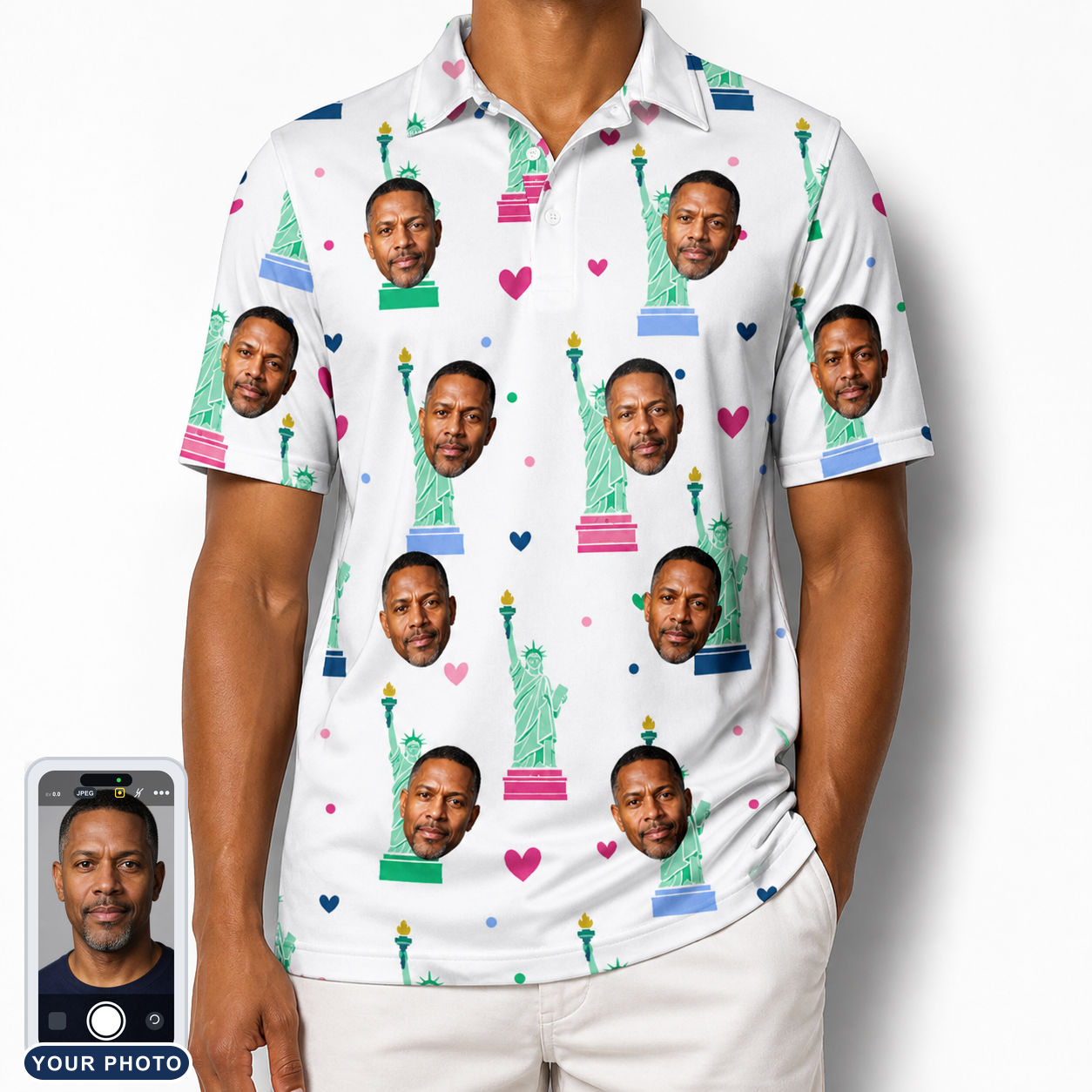 Men's Lady Landmark Custom Face Polo Shirt