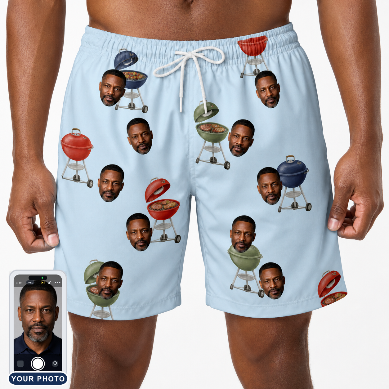Men's Pitmaster Swagger Custom Face Beach Shorts