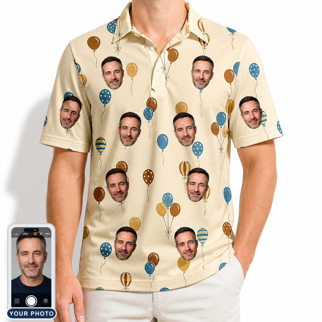 Men's Affection Aloft Custom Face Polo Shirt