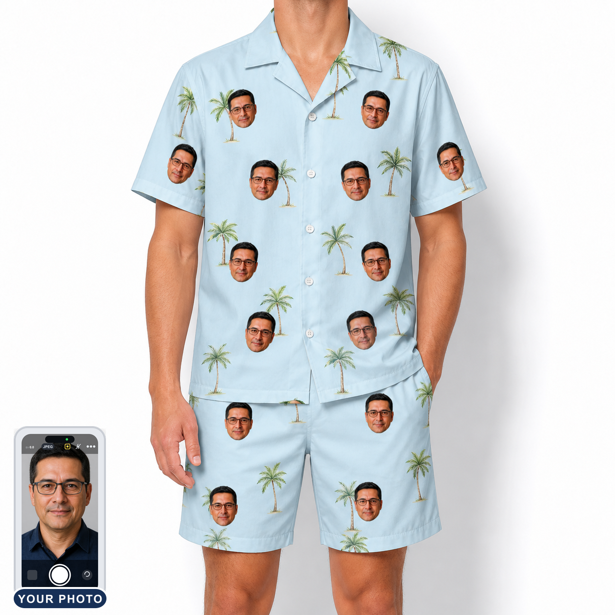 Men's Chrome Fronds Custom Face Shirt & Shorts Set