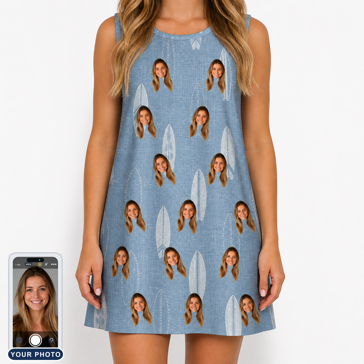 Women's Retro Riptide Custom Face Tank Dress