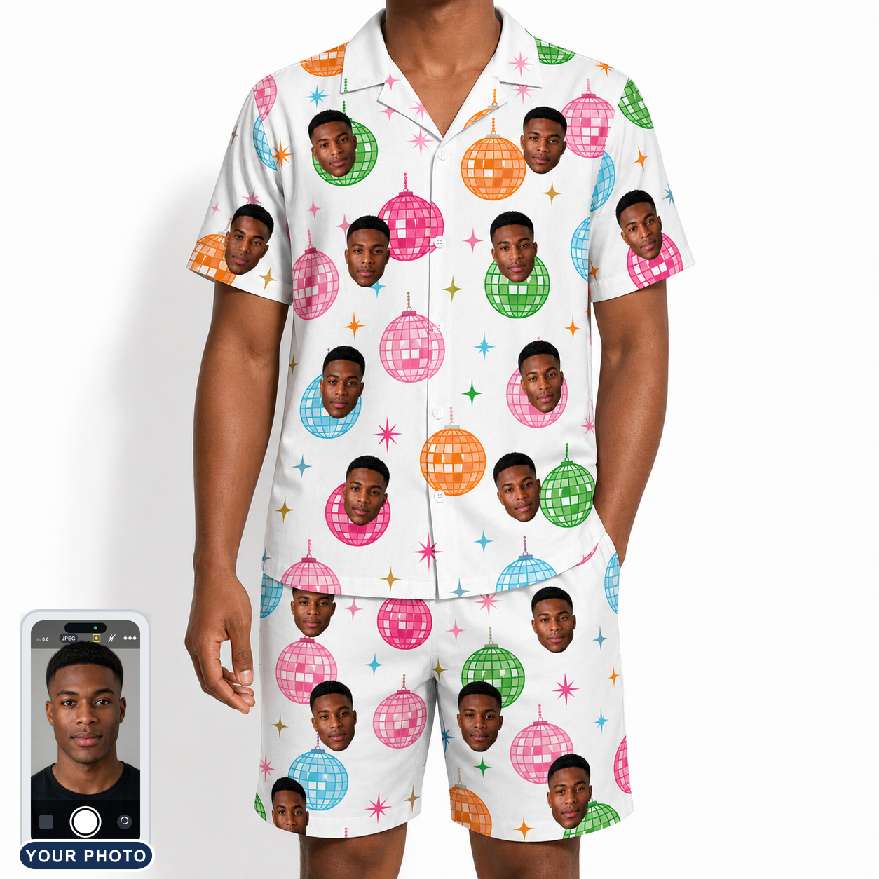 Men's Strobe Sweethearts Custom Face Shirt & Shorts Set