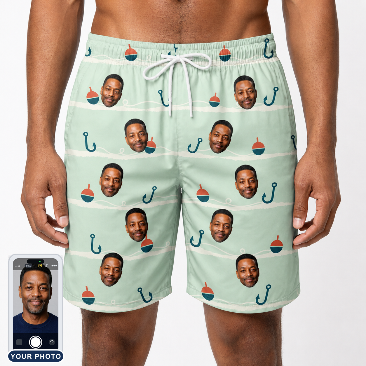Men's Angler Angles Custom Face Beach Shorts