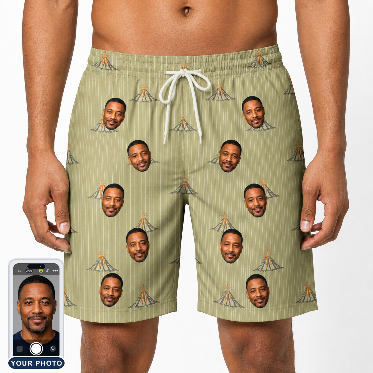 Men's Cinder Calypso Custom Face Beach Shorts