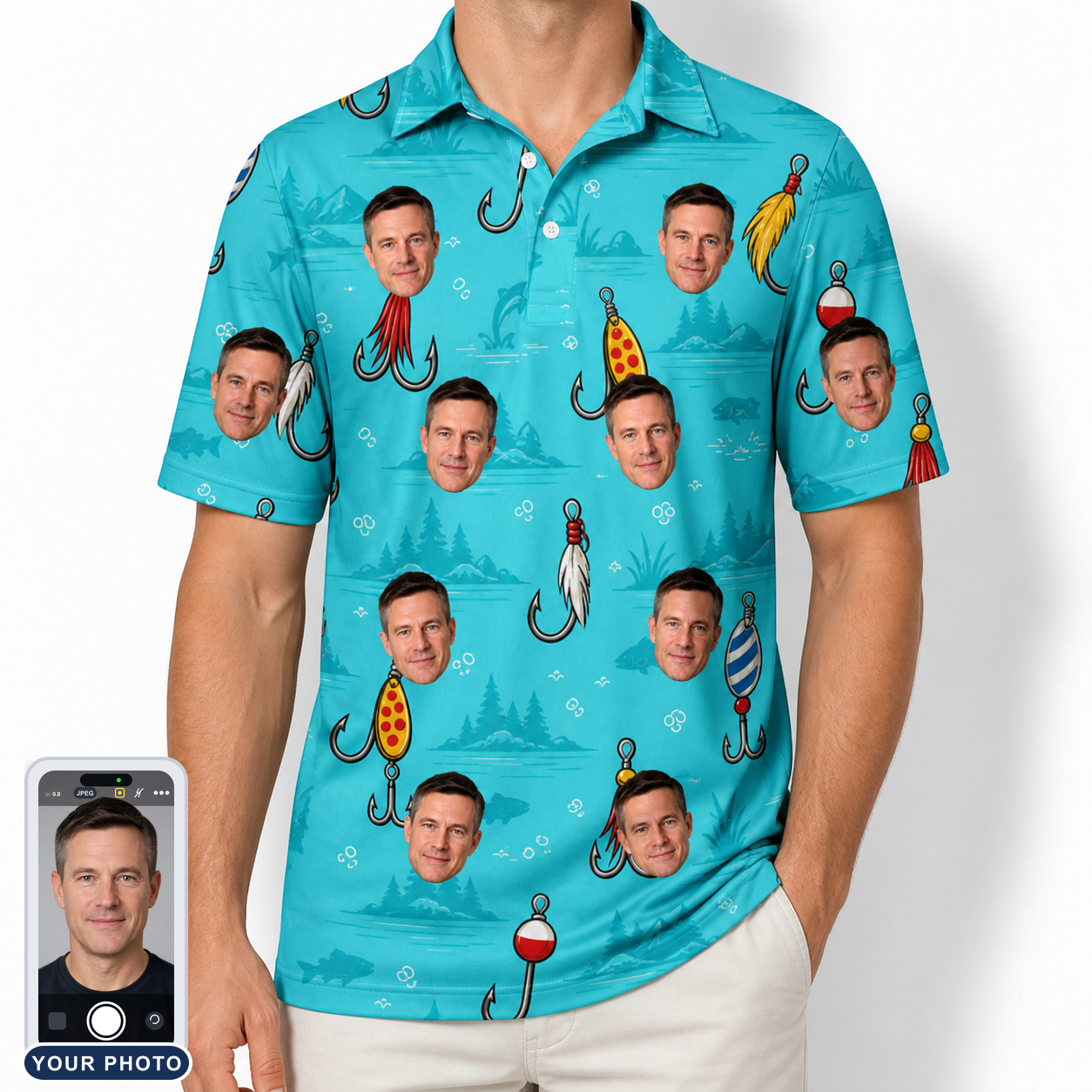 Men's Barbed Banter Custom Face Polo Shirt