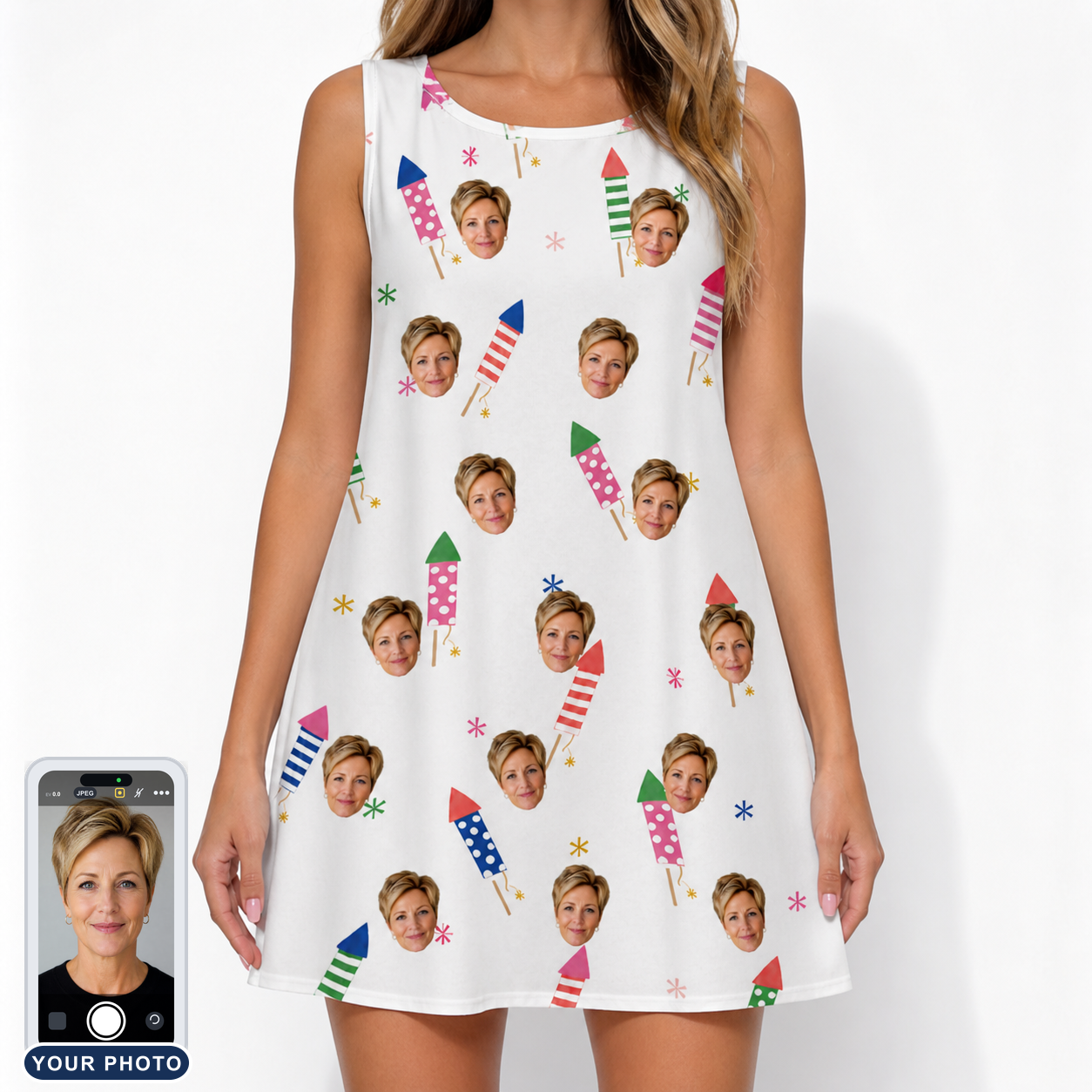 Women's Boom Banner Custom Face Tank Dress