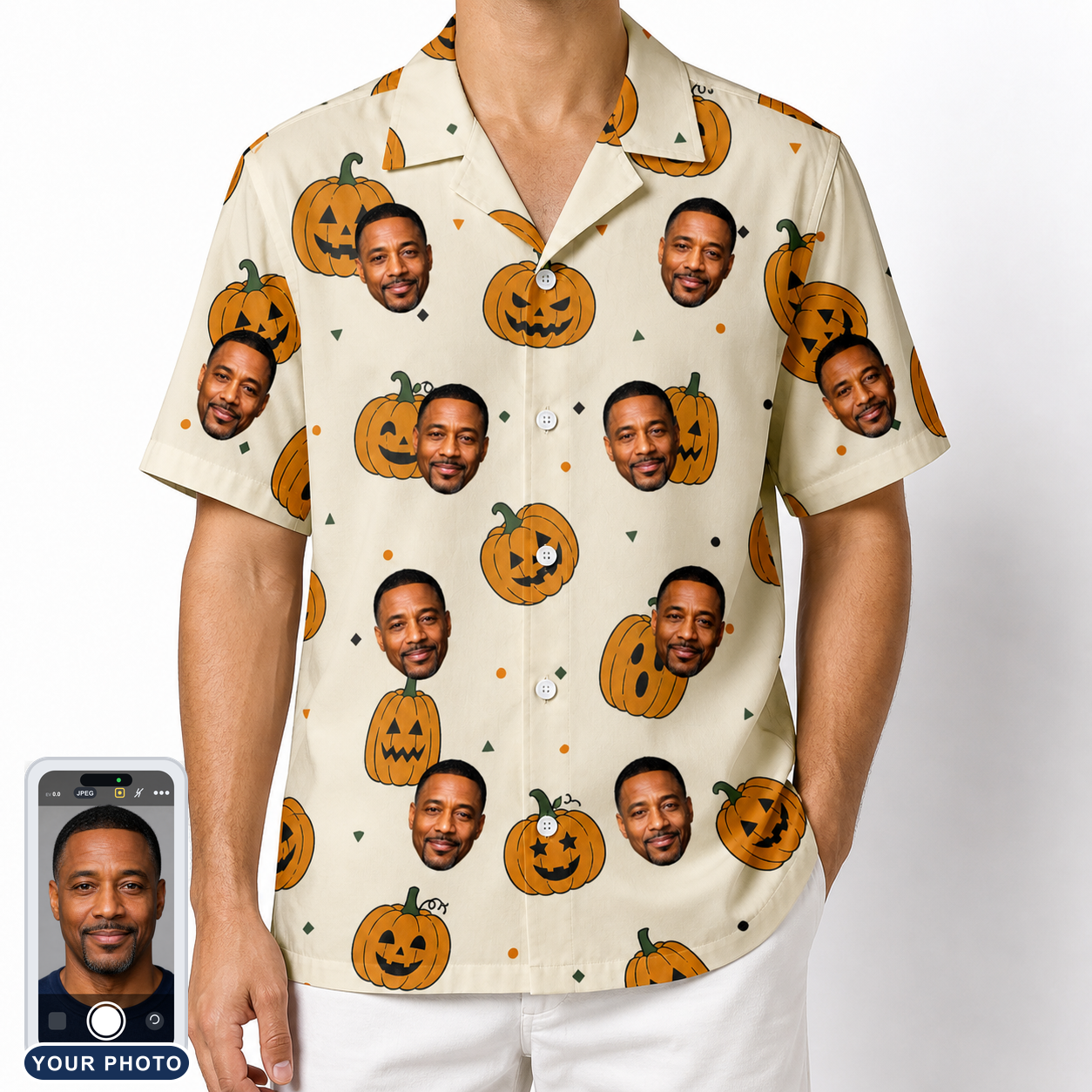 Men's Ember Eyes Custom Face Hawaiian Shirt
