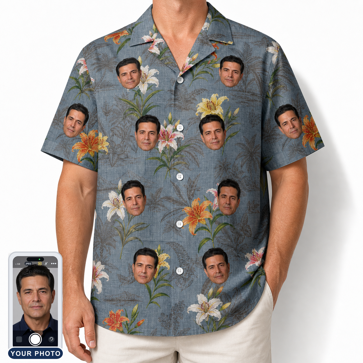 Men's Lotus Limbo Custom Face Hawaiian Shirt