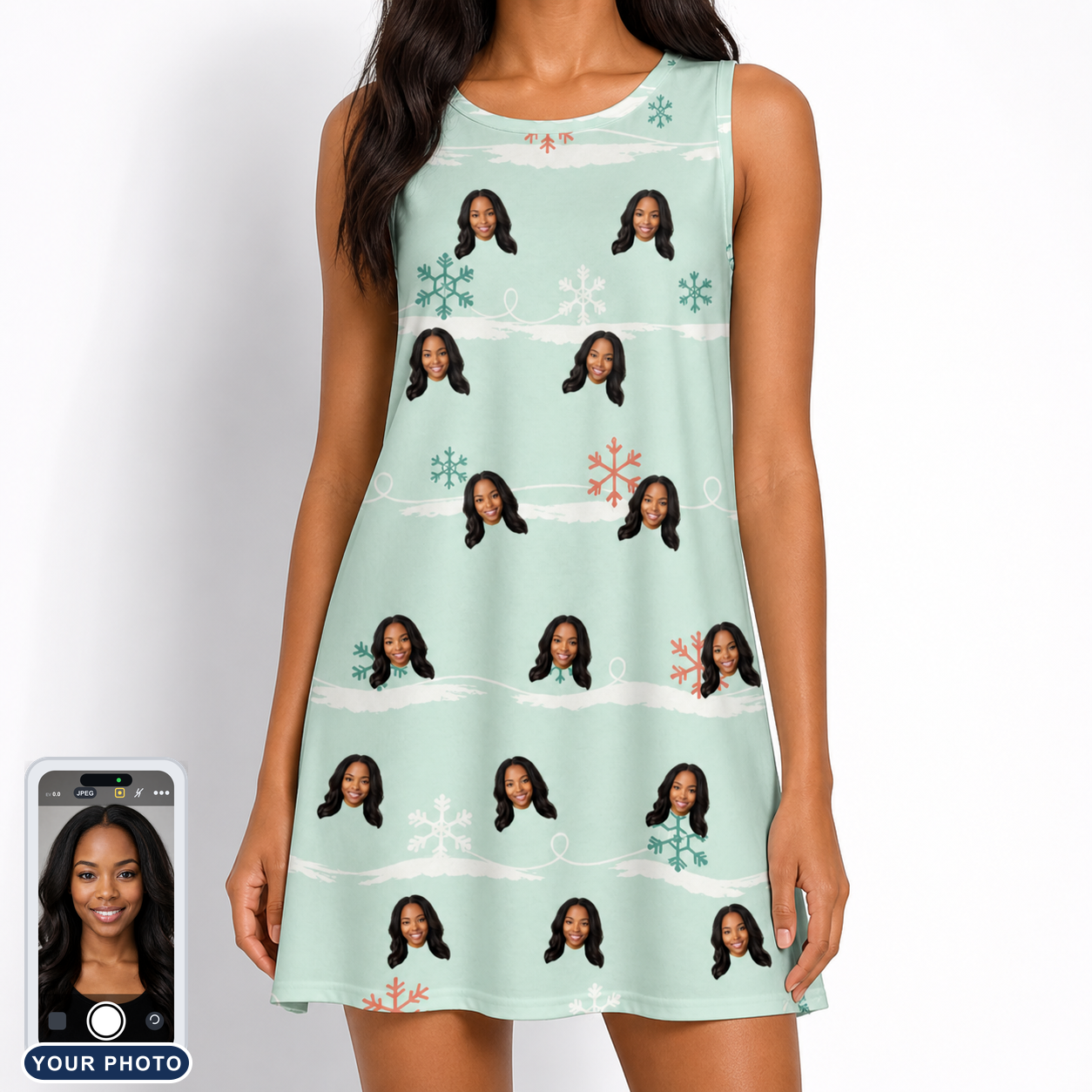 Women's Flake Frenzy Custom Face Tank Dress