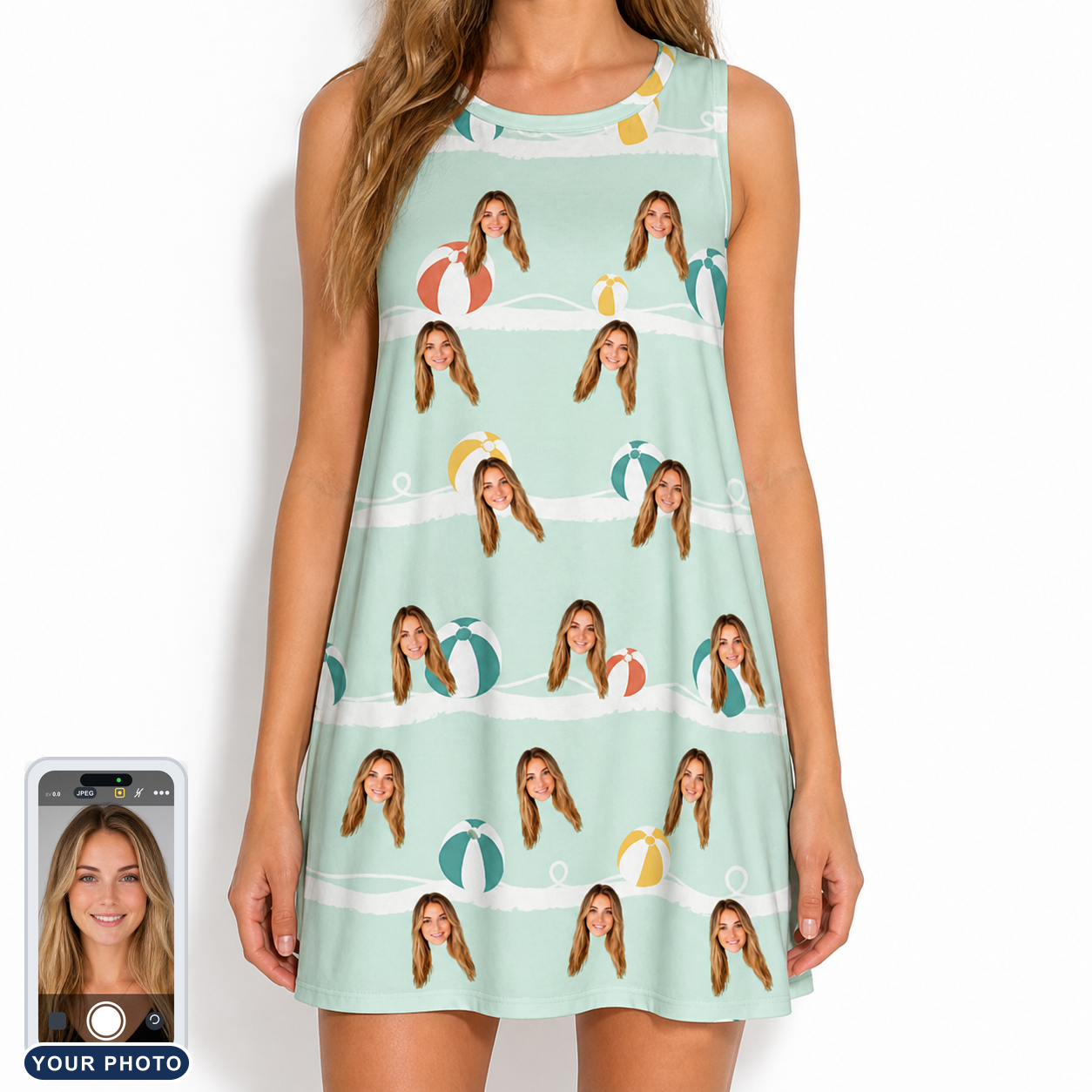 Women's Beach Ballad Custom Face Tank Dress