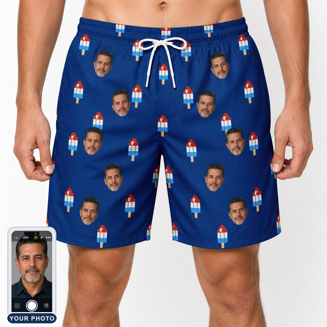 Men's Declaration Drips Custom Face Beach Shorts