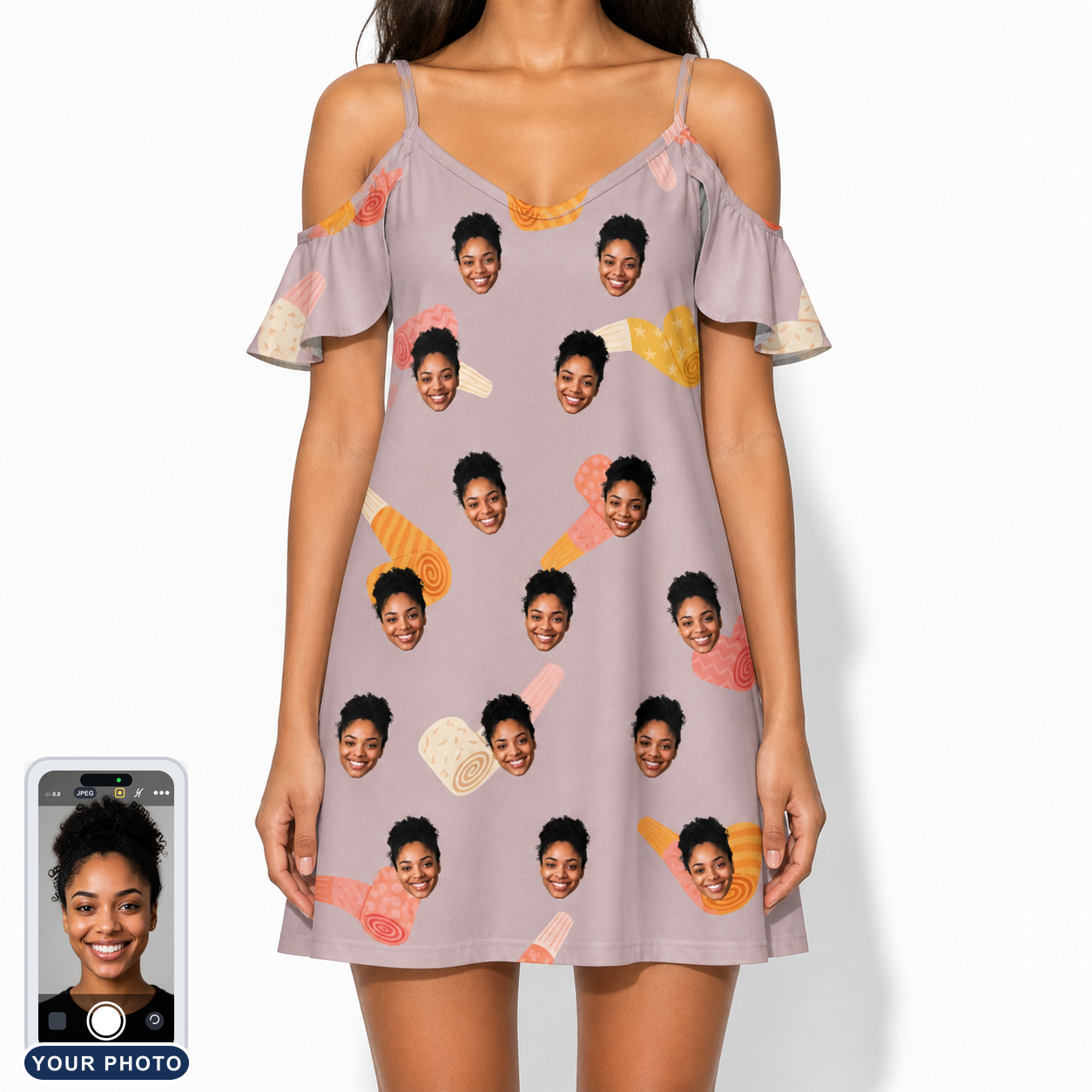 Women's Toot Suite Custom Face Off-Shoulder Dress