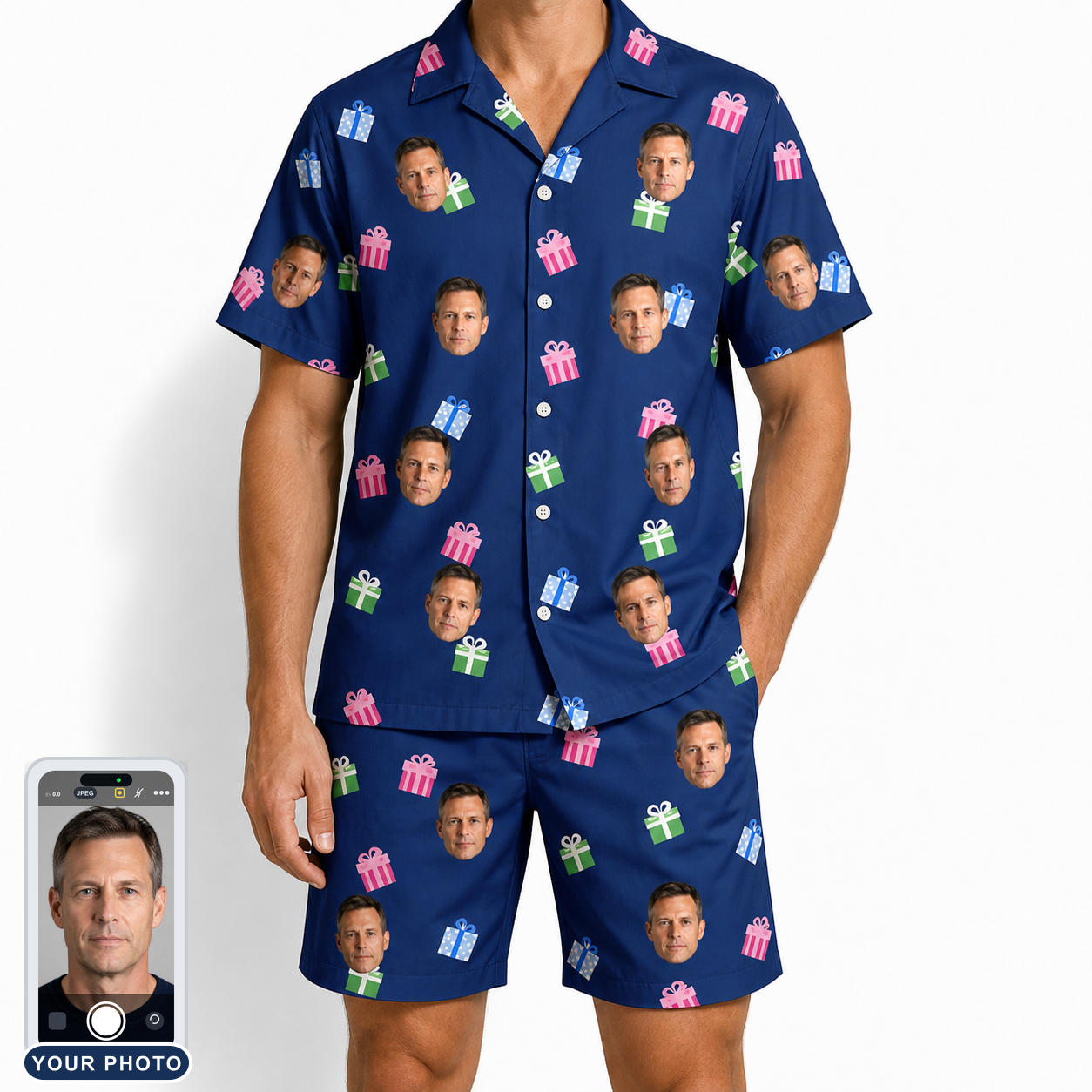 Men's Boxed Bliss Custom Face Shirt & Shorts Set