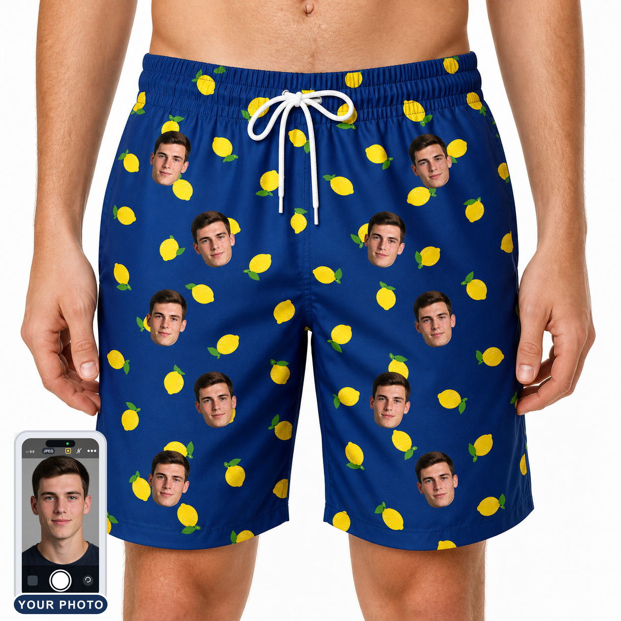 Men's Lemon Lilt Custom Face Beach Shorts