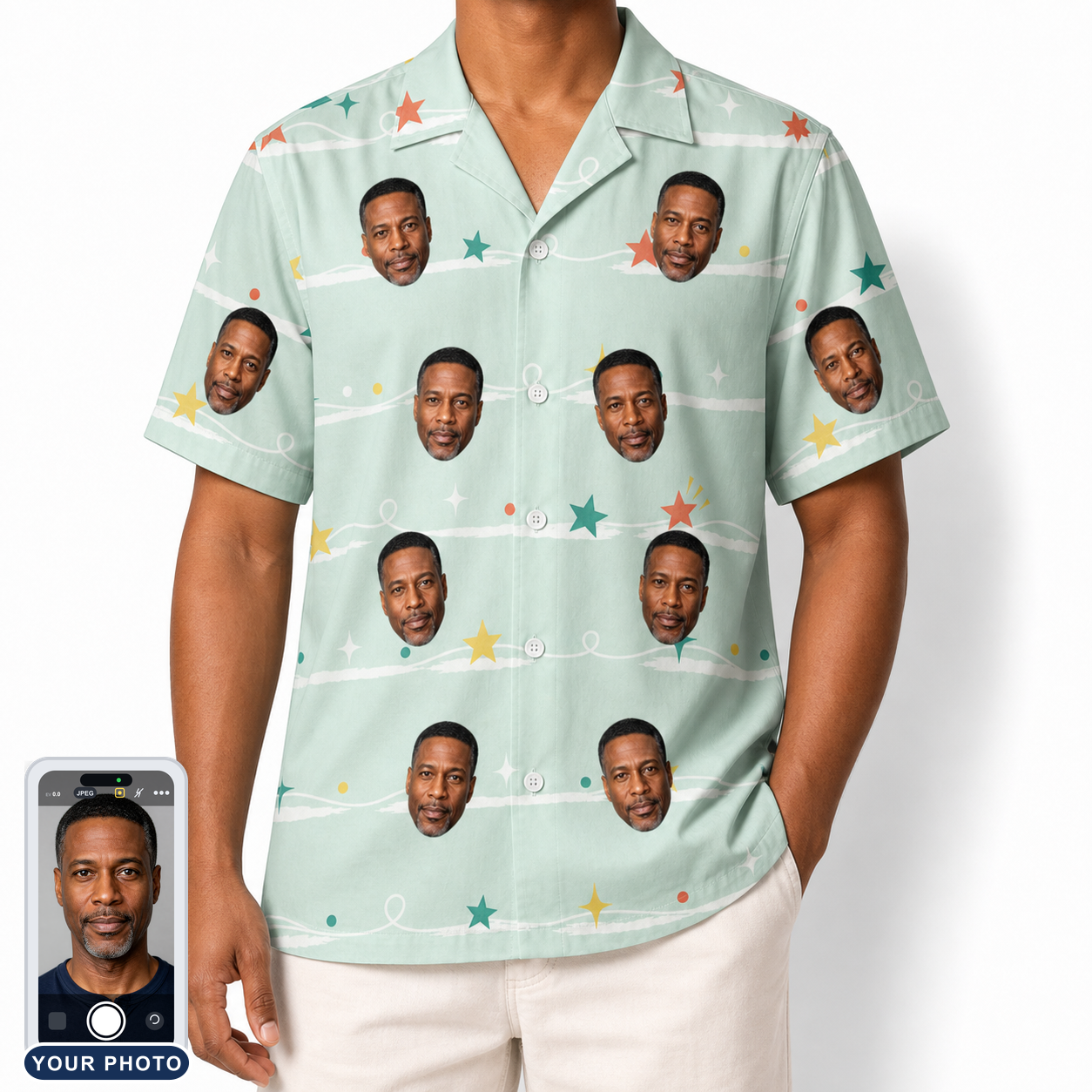 Men's Birthday Bling Custom Face Hawaiian Shirt